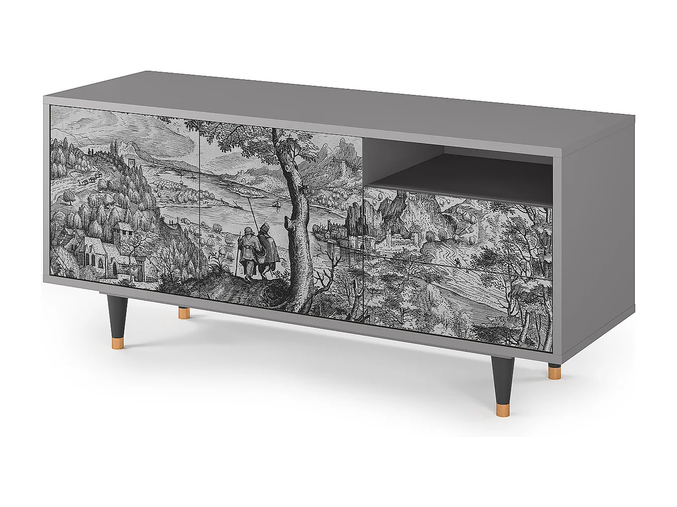 Szafka RTV - 125х56х41 cm - T7 - Milites Requiescentes, Szary