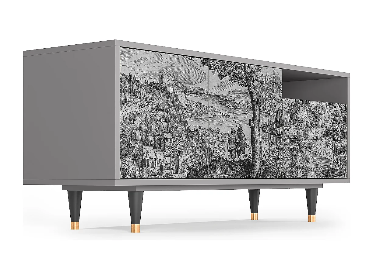 Szafka RTV - 125х56х41 cm - T7 - Milites Requiescentes, Szary