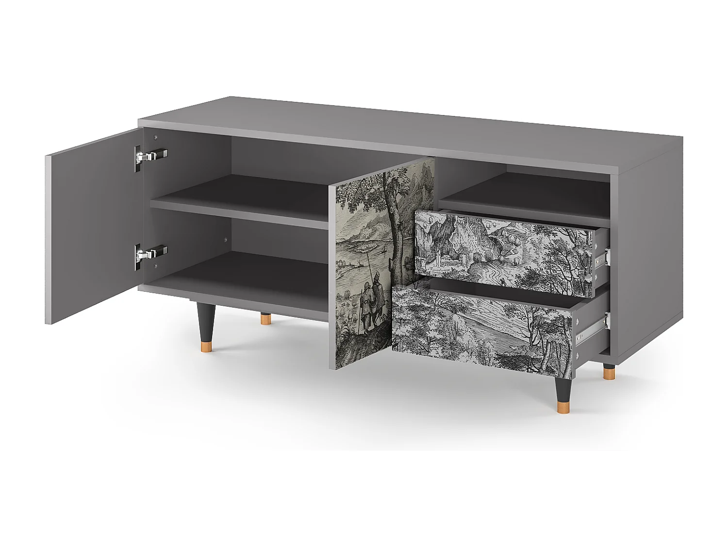 Szafka RTV - 125х56х41 cm - T7 - Milites Requiescentes, Szary