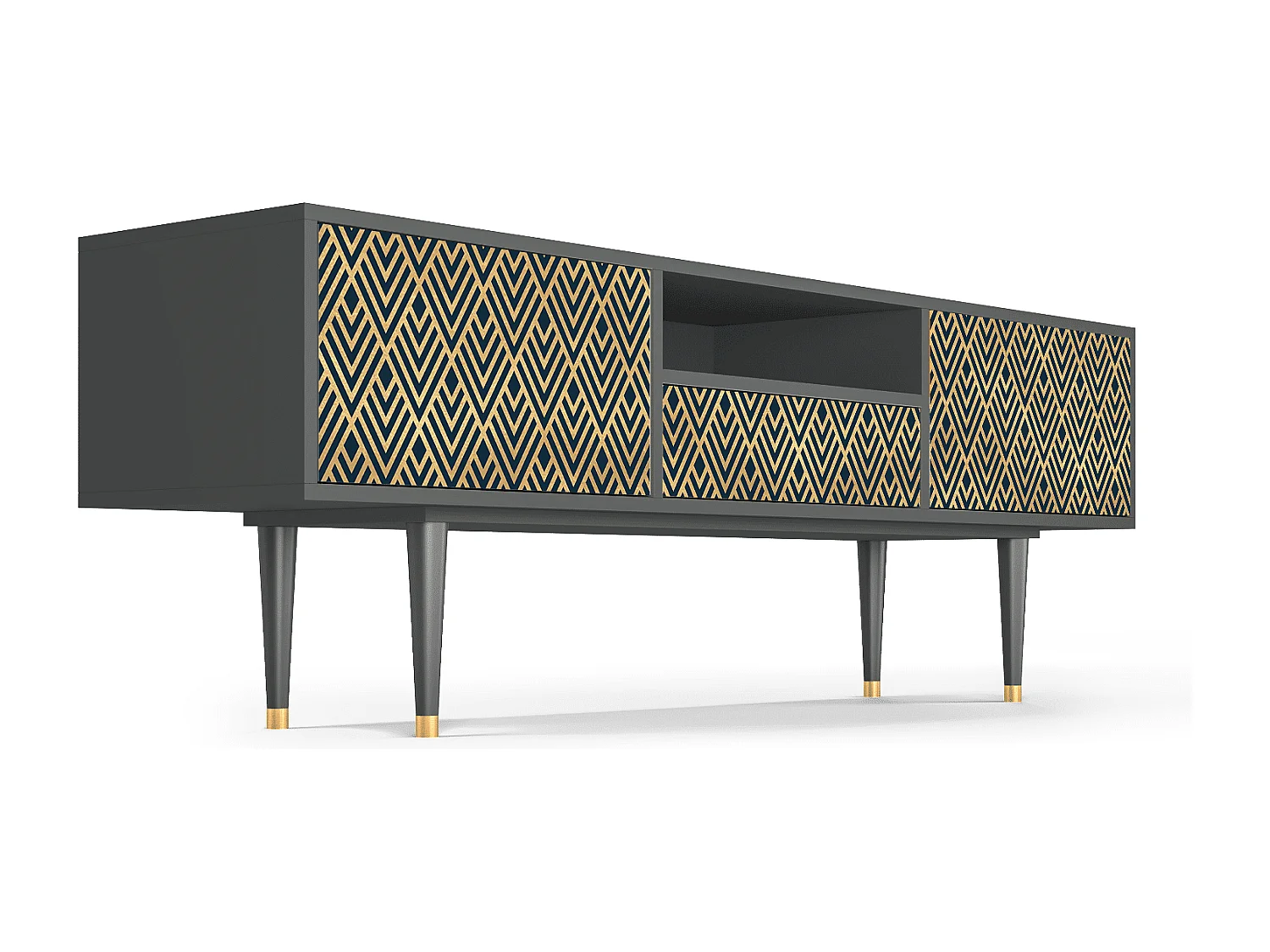 Mueble de TV - 170х59х41 cm - T6 - Egypt Triangles, Antracita