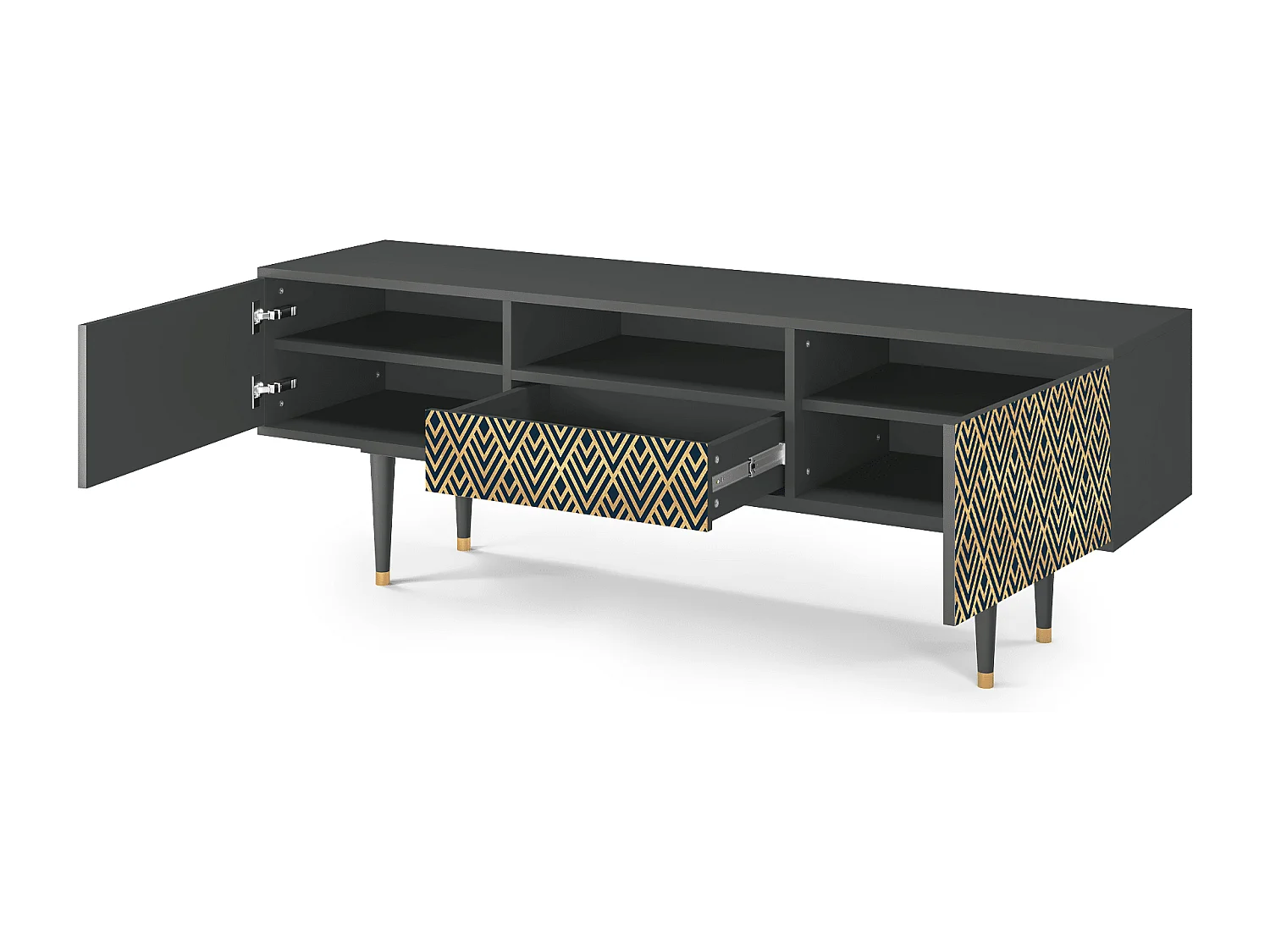 Mueble de TV - 170х59х41 cm - T6 - Egypt Triangles, Antracita