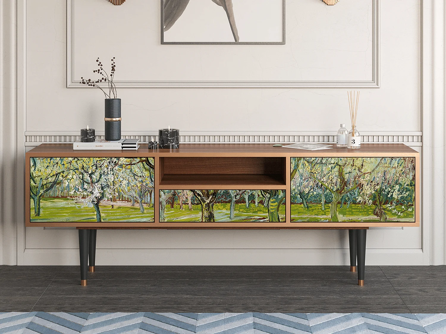 Mueble de TV - 170х59х41 cm - T6 - The Blanco Orchard, Nogal