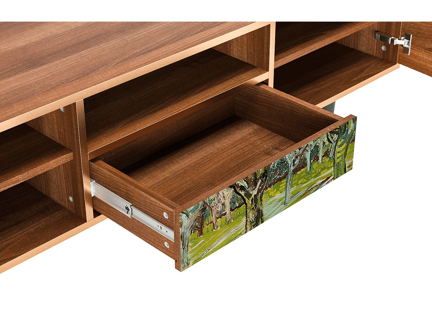 Mueble de TV - 170х59х41 cm - T6 - The Blanco Orchard, Nogal