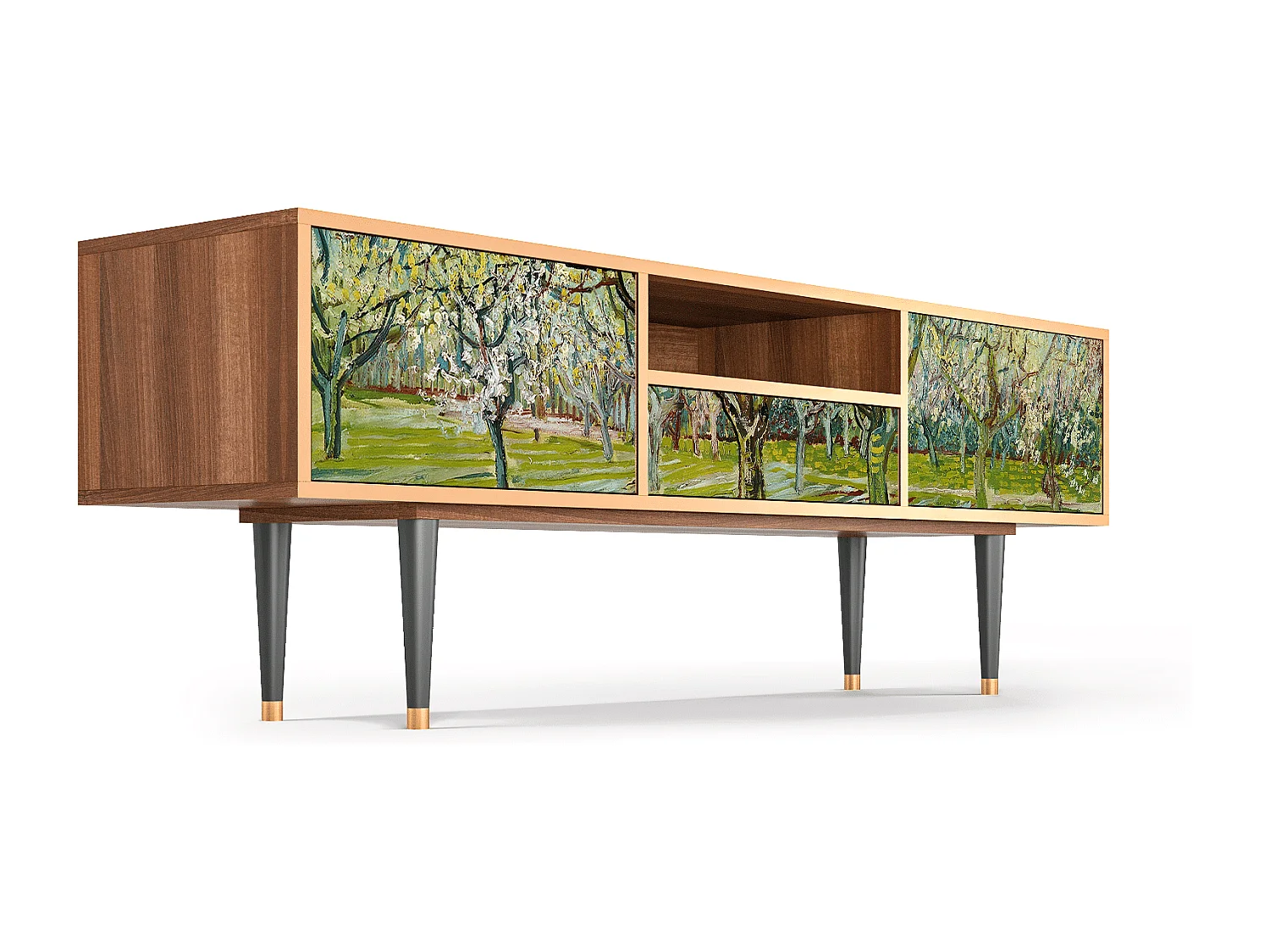 Meuble TV - 170х59х41 cm - T6 - The Blanc Orchard, Noyer