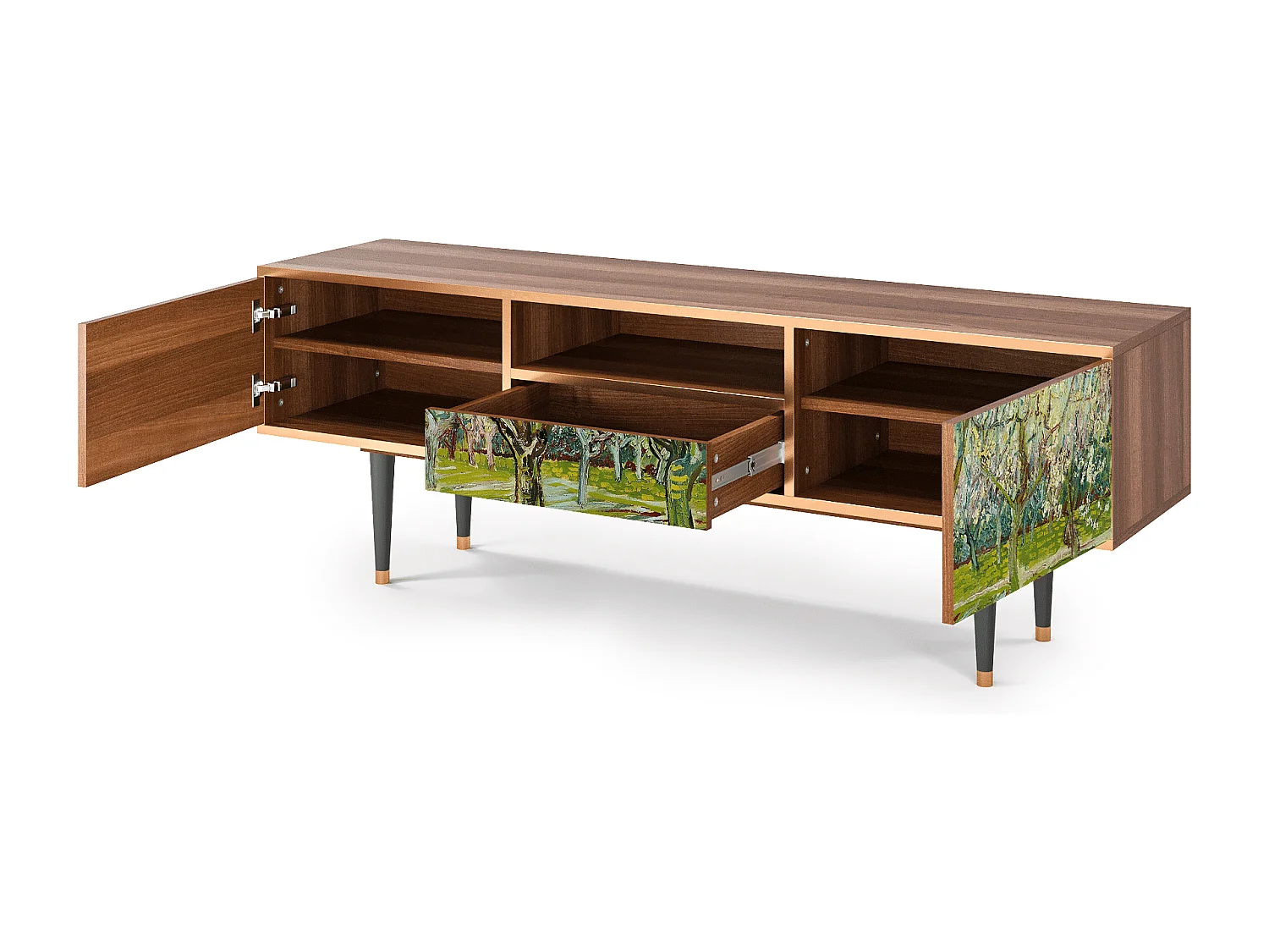 Meuble TV - 170х59х41 cm - T6 - The Blanc Orchard, Noyer