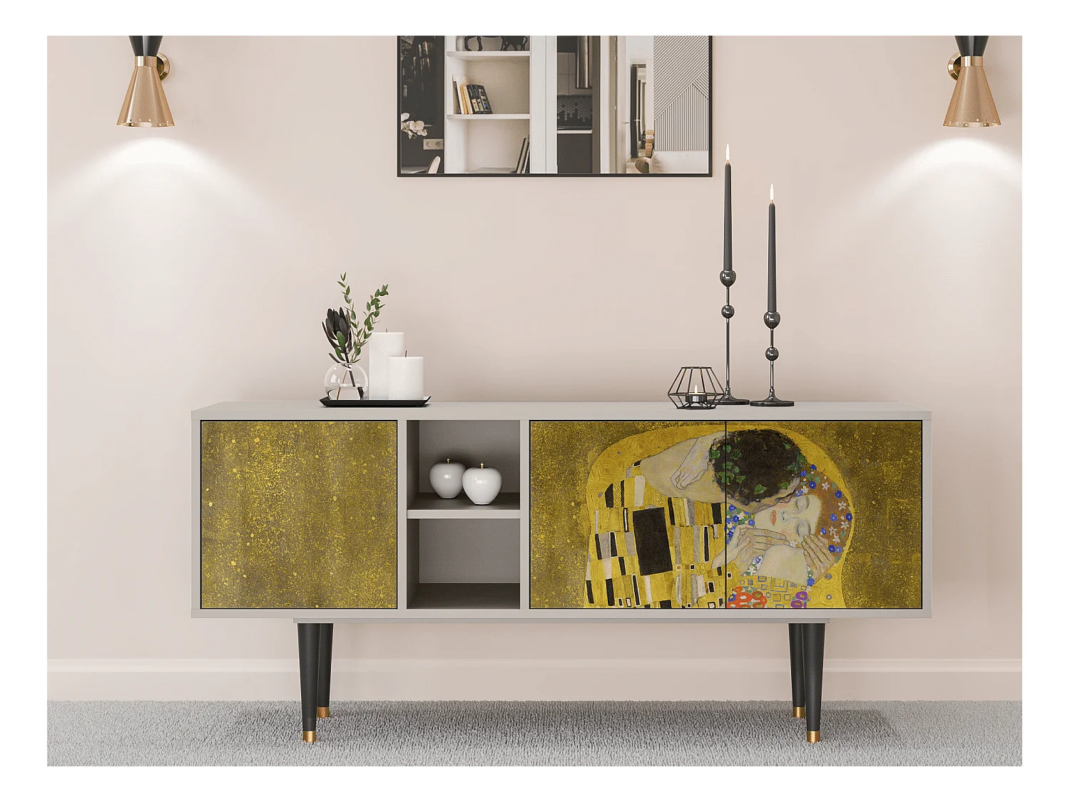 Mobile TV - 150х69х41 cm - T5 - The Kiss by Klimt , Sabbia