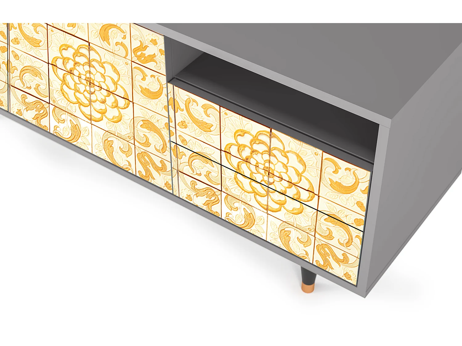 Szafka RTV - 125х56х41 cm - T7 - Sunshiny Tile, Szary