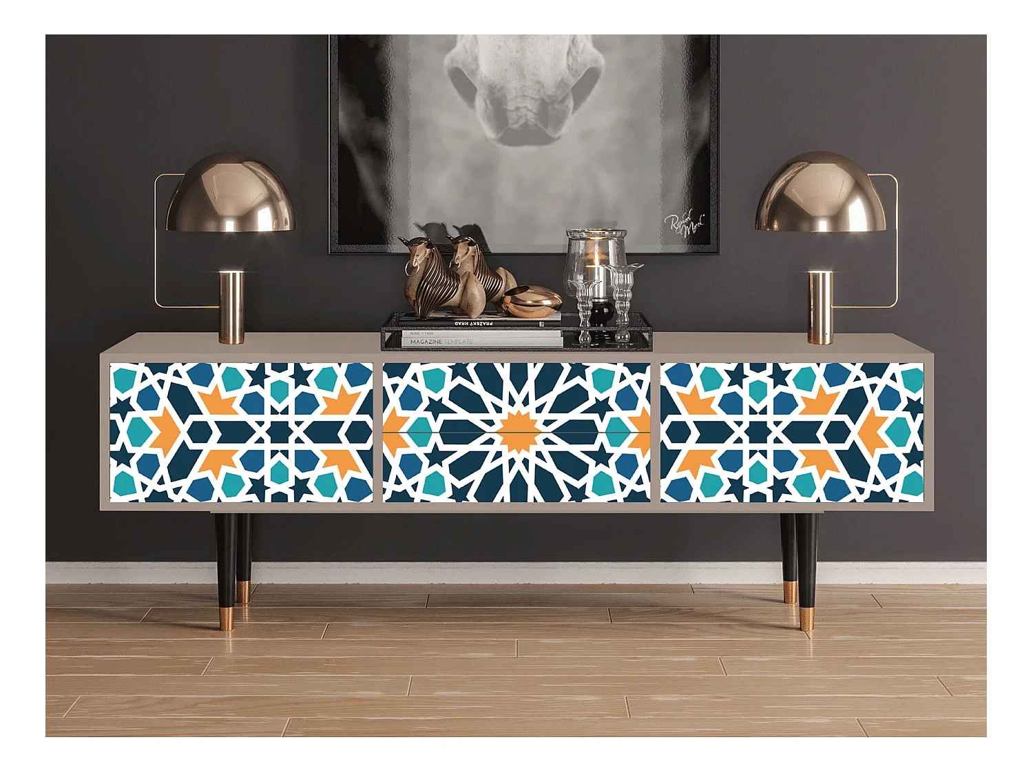 Szafka RTV - 170х59х48 cm - T4 - Kaleidoscope, Latte