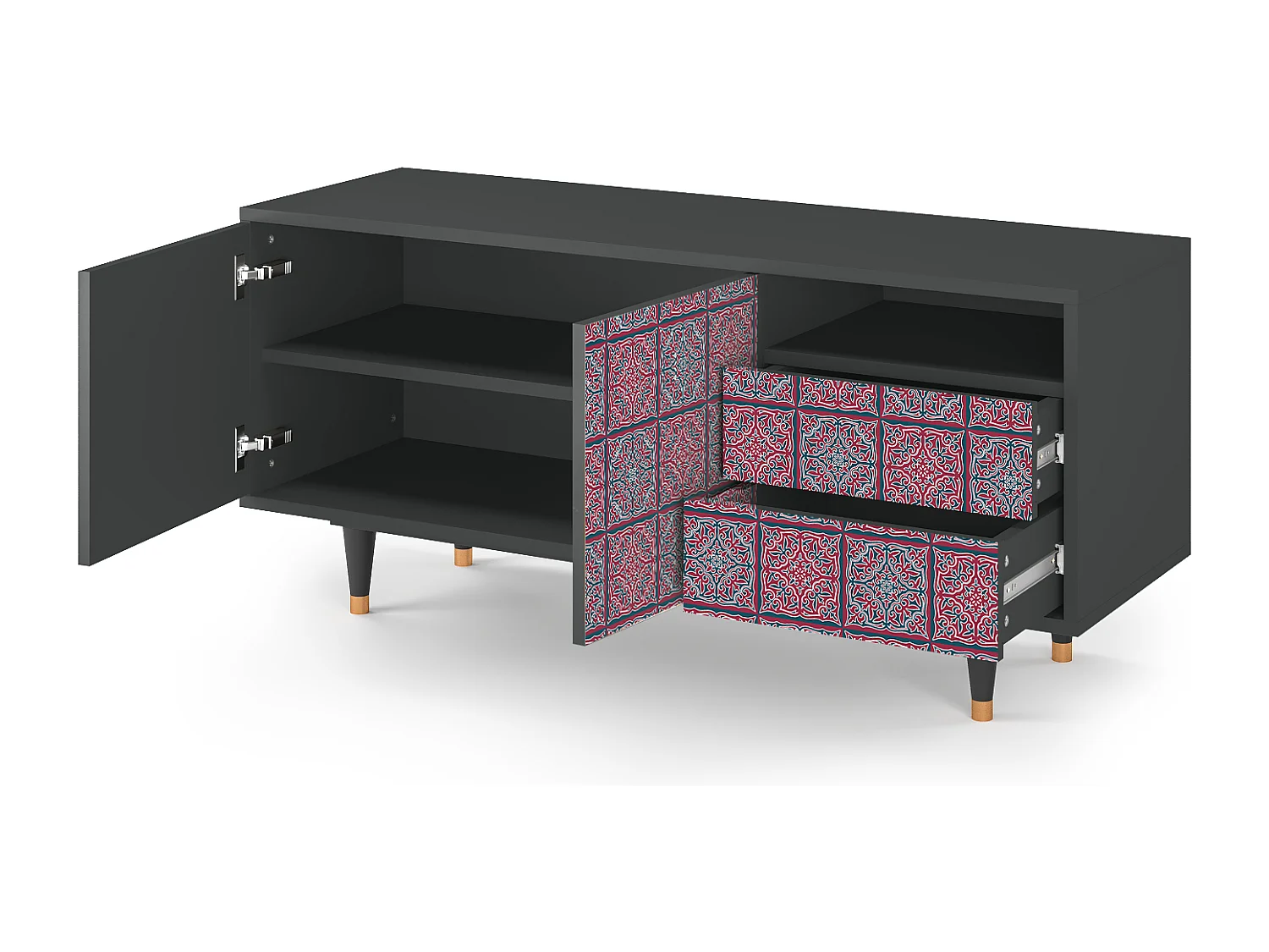 Meuble TV - 125х56х41 cm - T7 - Riviera Mosaic, Anthracite