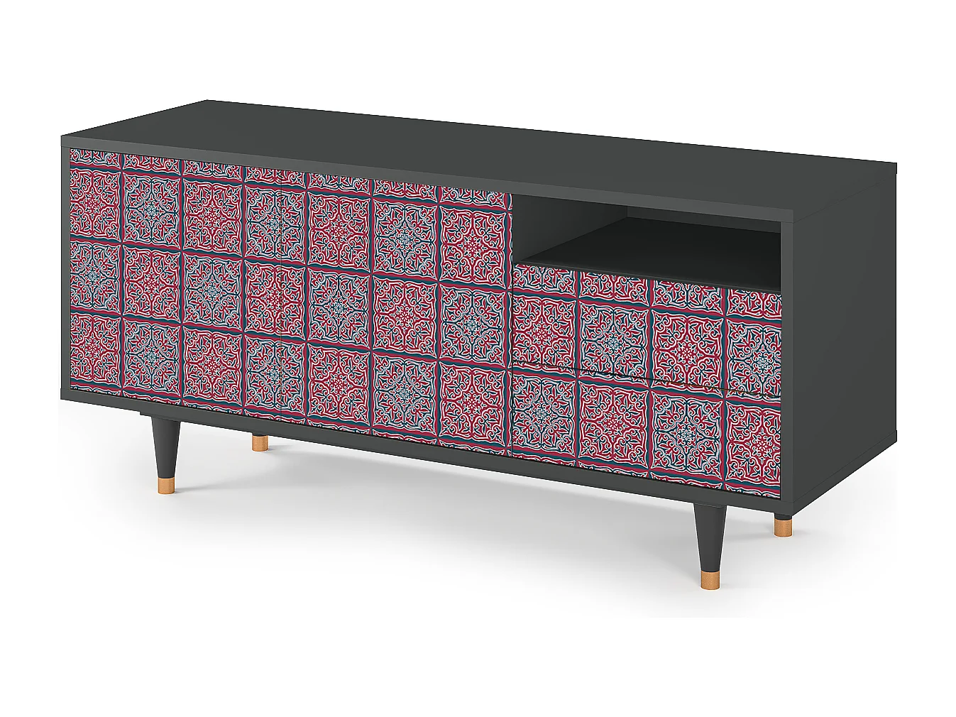 Mueble de TV - 125х56х41 cm - T7 - Riviera Mosaic, Antracite