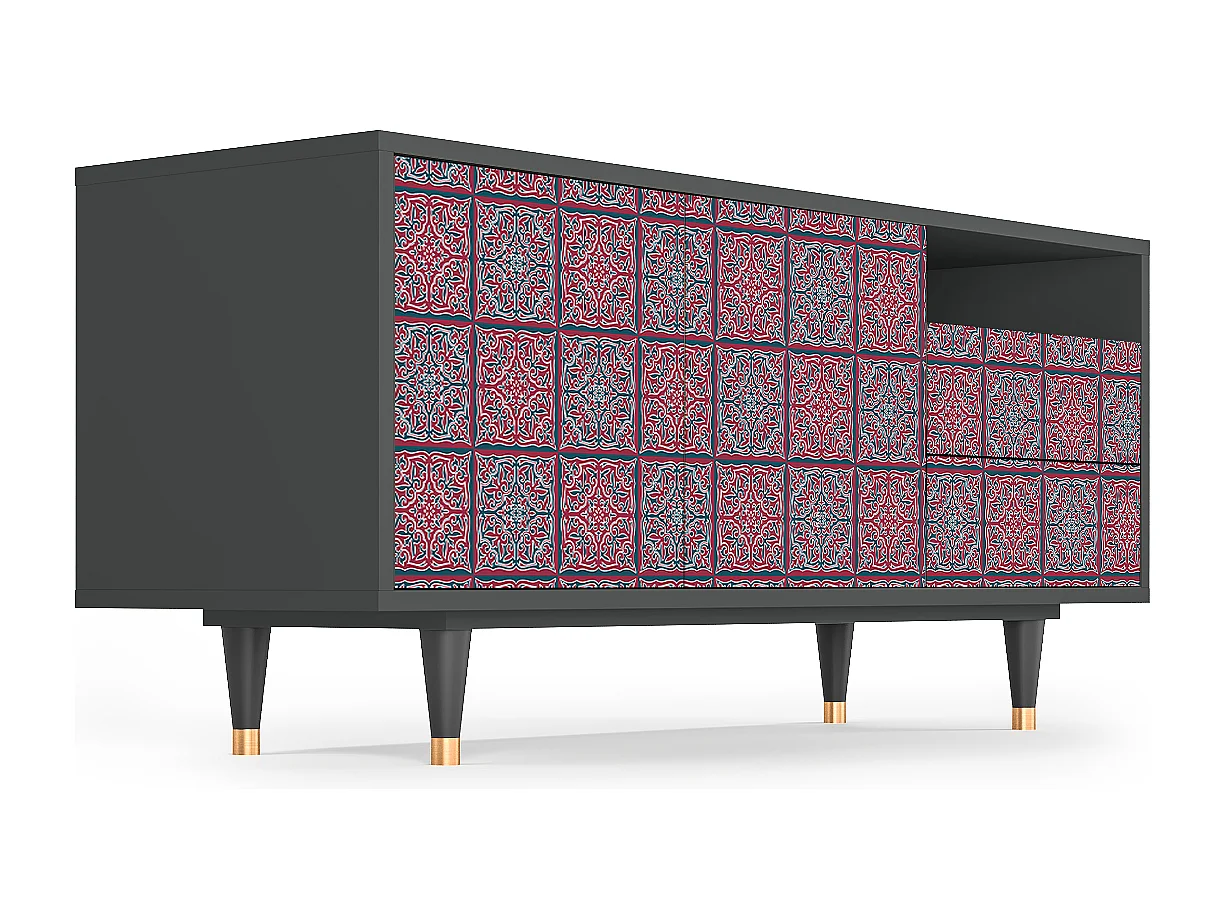 Mueble de TV - 125х56х41 cm - T7 - Riviera Mosaic, Antracite