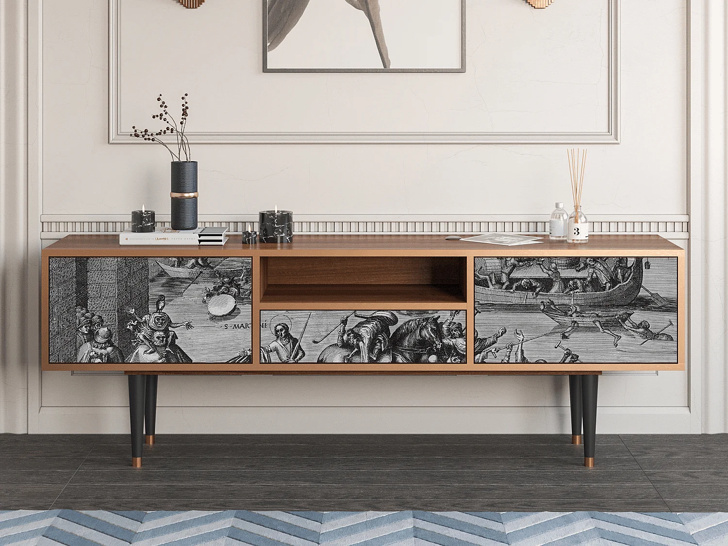 Meuble TV - 170х59х41 cm - T6 - Saint Martin, Noyer