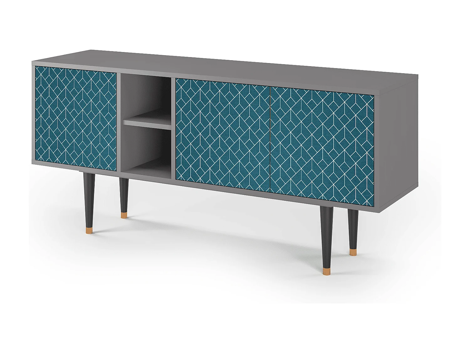 Meuble TV - 150х69х41 cm - T5 - Turquoise Geometry, Gris