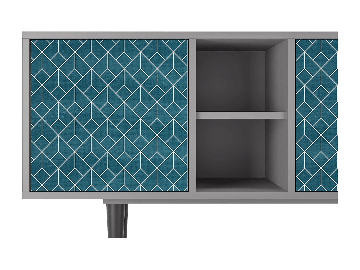 Meuble TV - 150х69х41 cm - T5 - Turquoise Geometry, Gris