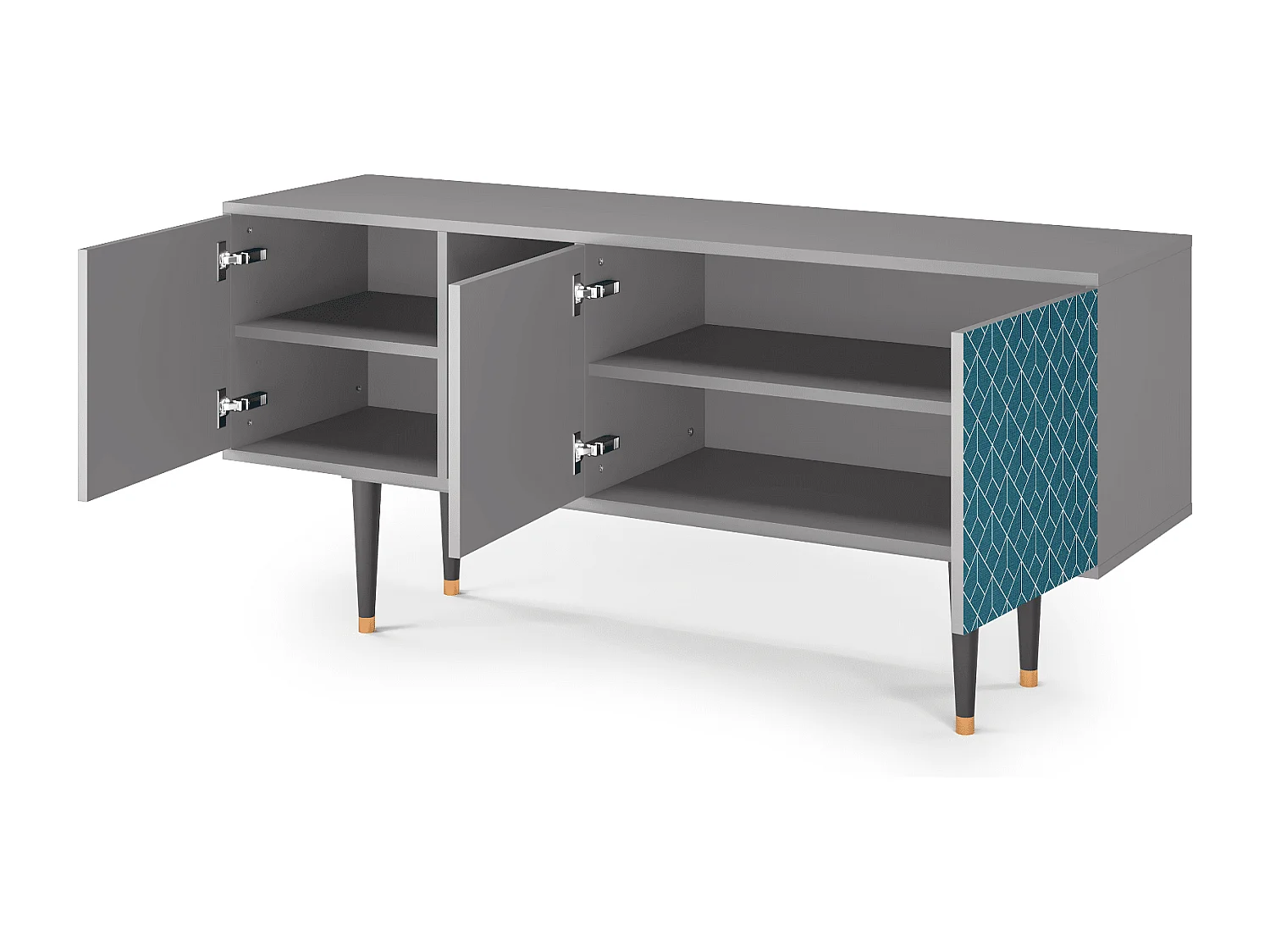 Mueble de TV - 150х69х41 cm - T5 - Turquoise Geometry, Gris