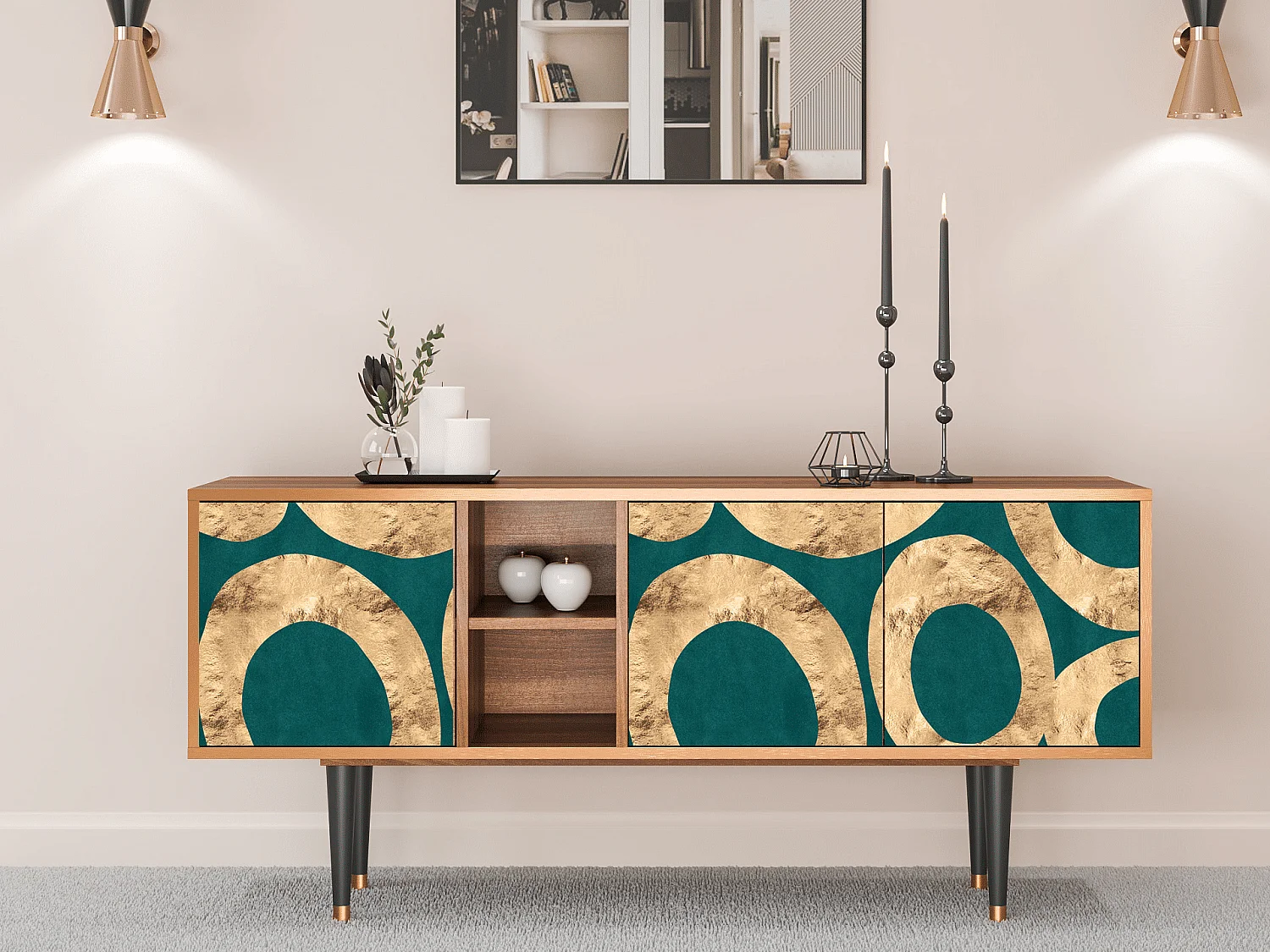 TV-Möbel - 150х69х41 cm - T5 - Zircon Sphere, Walnuss