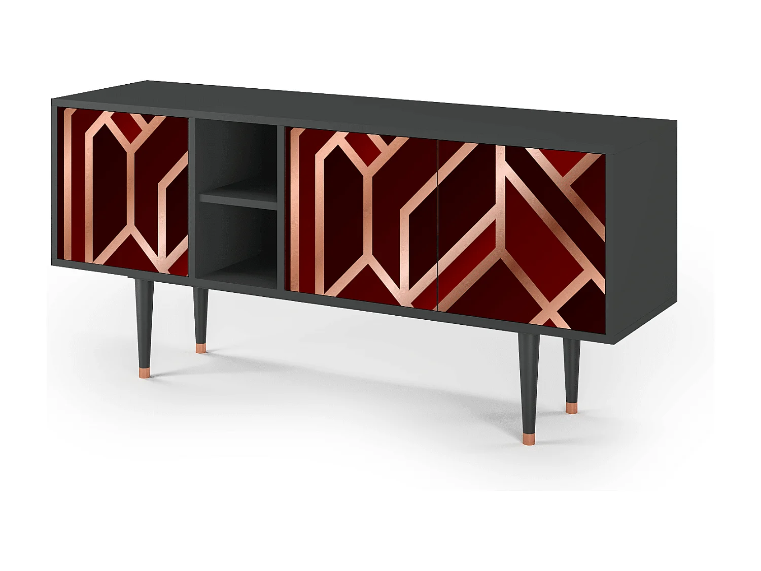 Meuble TV - 150х69х41 cm - T5 - Velvet 1920's, Anthracite