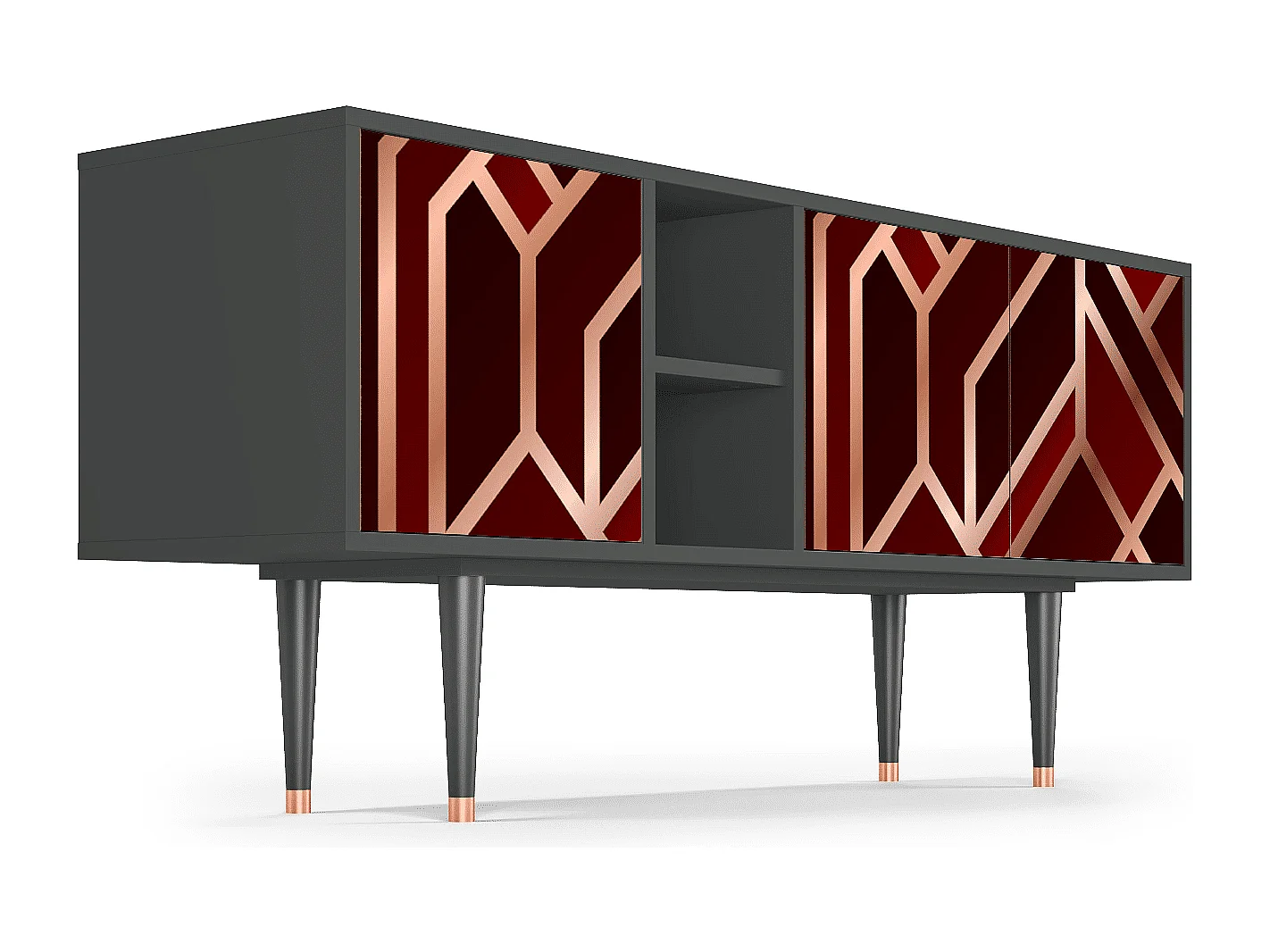 Meuble TV - 150х69х41 cm - T5 - Velvet 1920's, Anthracite