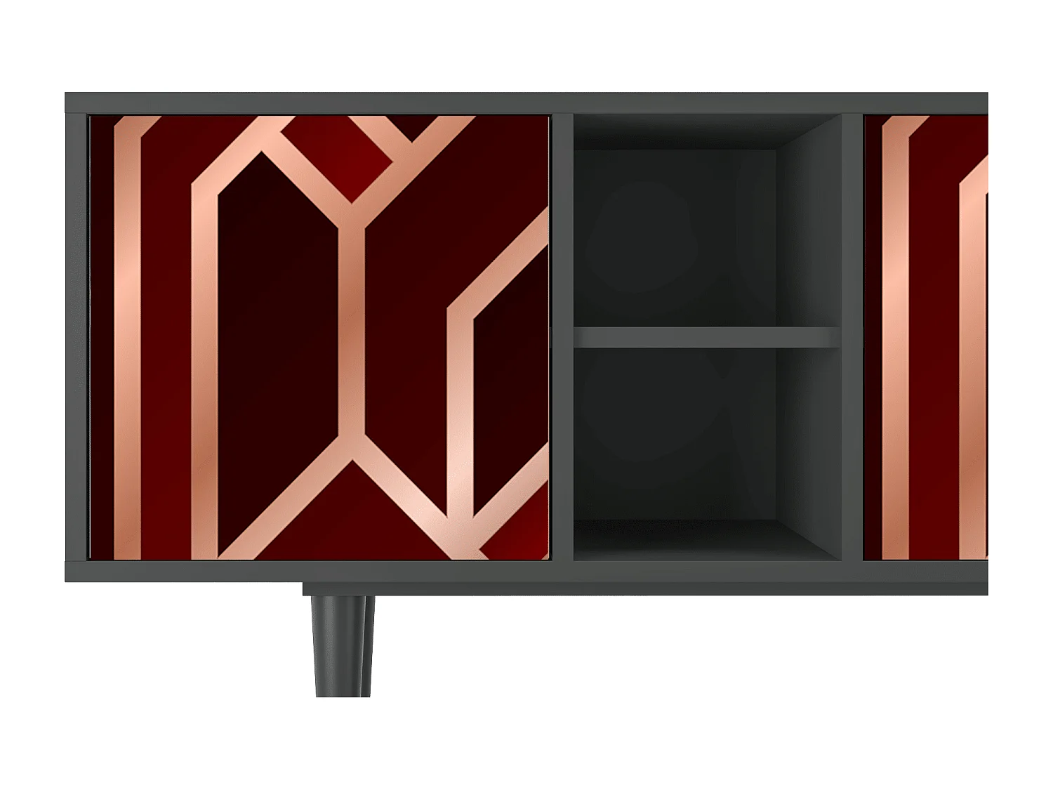 Meuble TV - 150х69х41 cm - T5 - Velvet 1920's, Anthracite