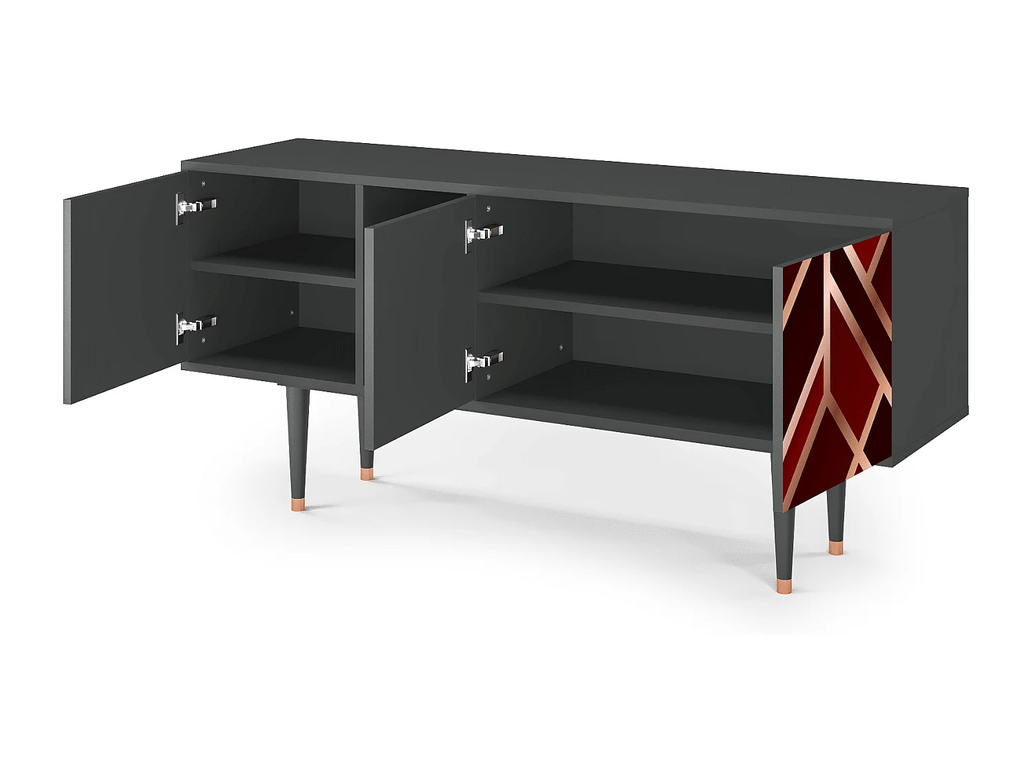 Meuble TV - 150х69х41 cm - T5 - Velvet 1920's, Anthracite