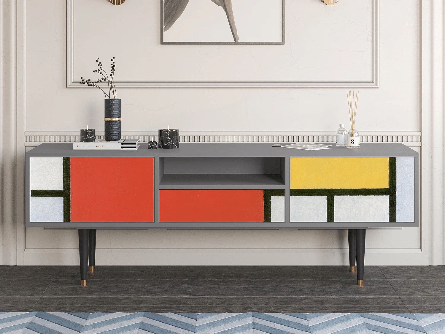 Mobile TV - 170х59х41 cm - T6 - Composition, Grigio