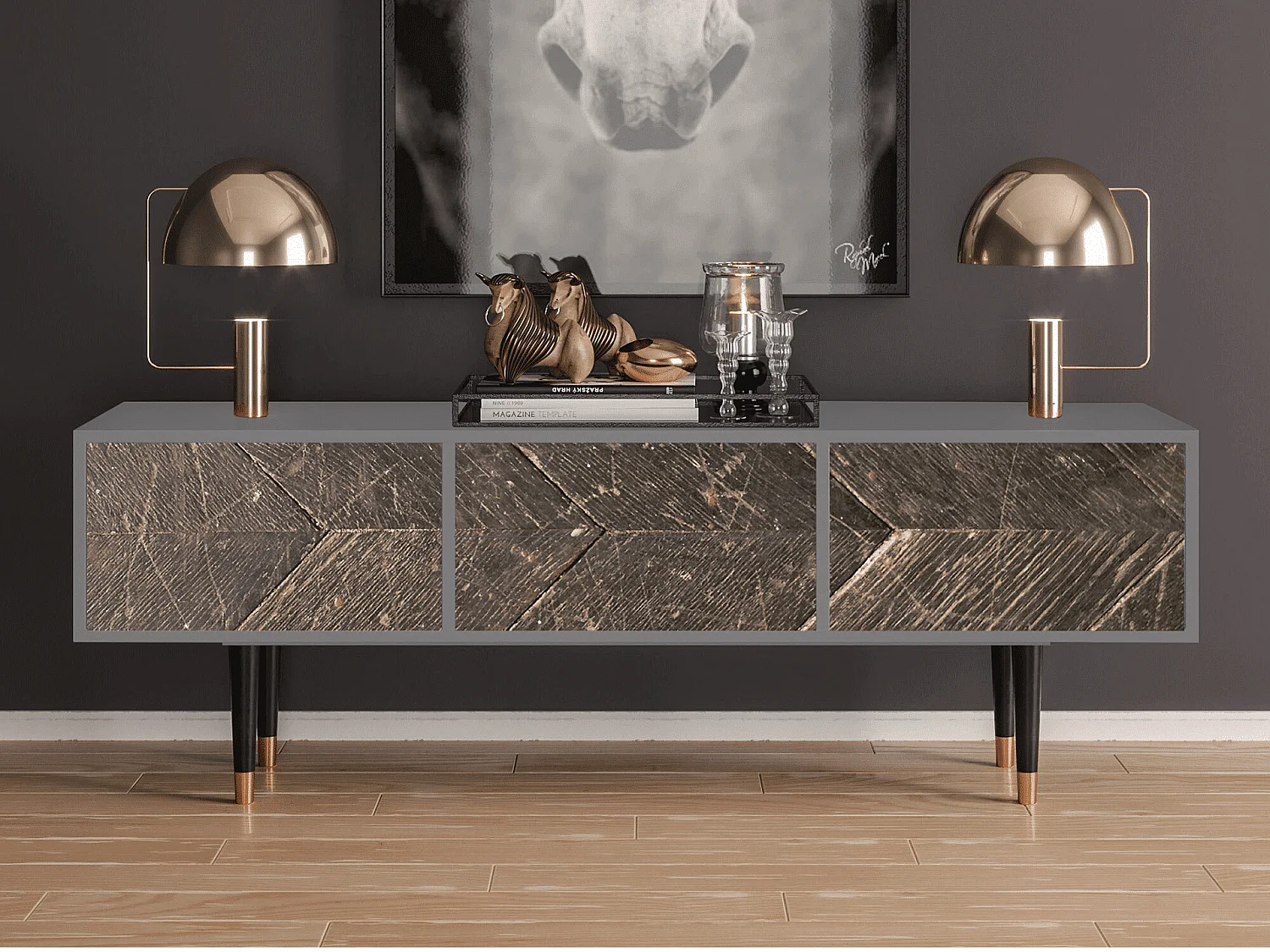 Szafka RTV - 170х59х48 cm - T4 - Wise Tree, Szary