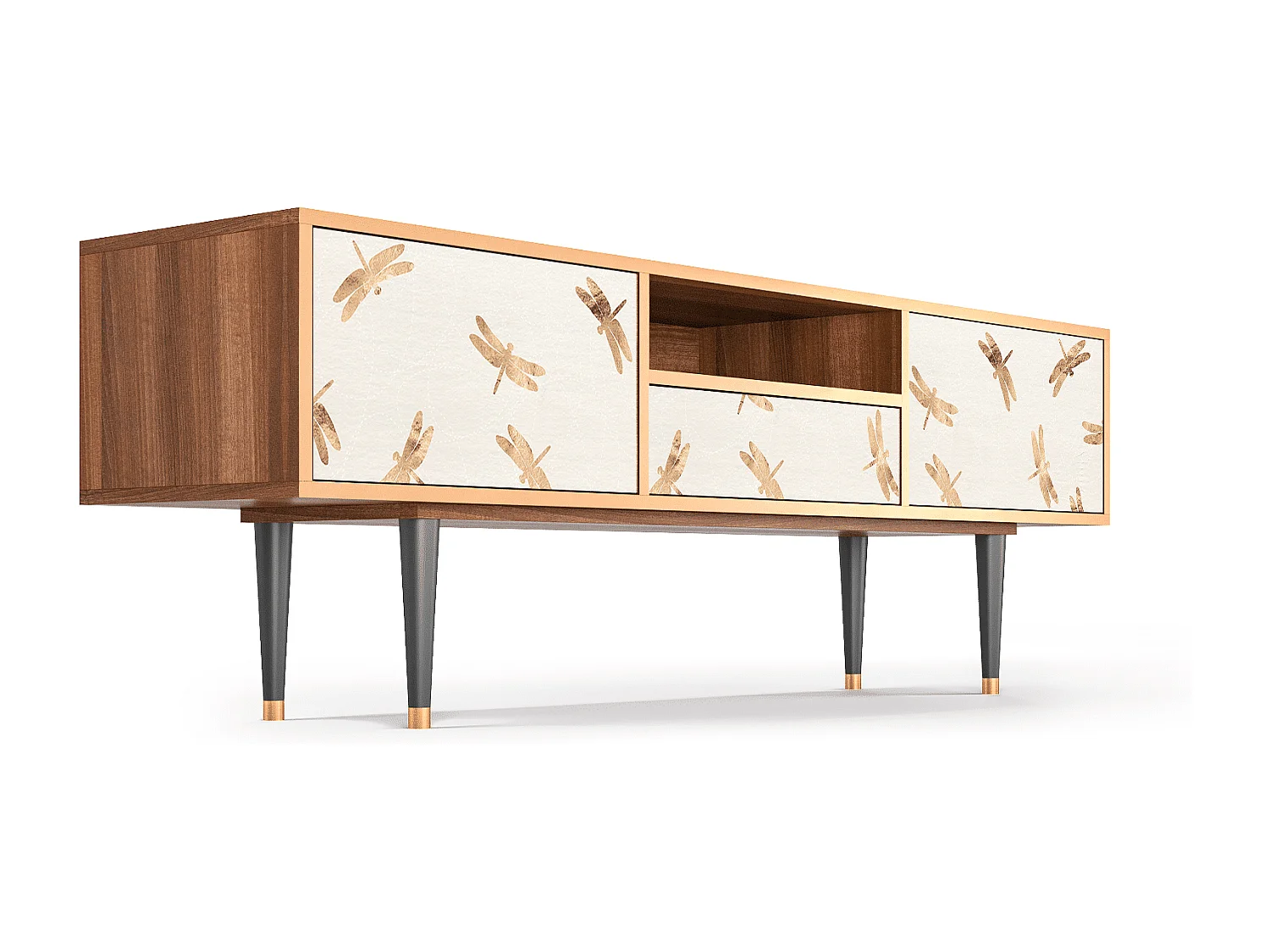 Szafka RTV - 170х59х41 cm - T6 - Nude Dragonflies, Orzech