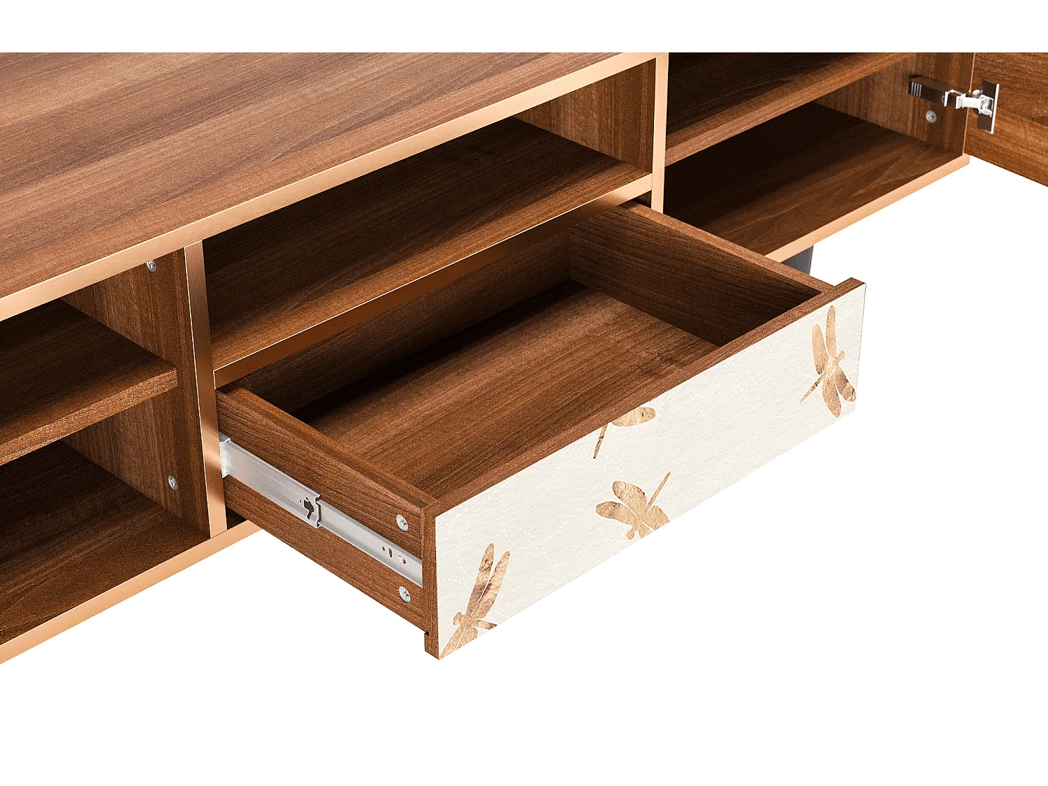 Szafka RTV - 170х59х41 cm - T6 - Nude Dragonflies, Orzech