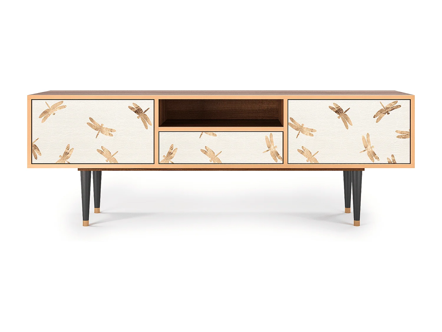 Meuble TV - 170х59х41 cm - T6 - Nude Dragonflies, Noyer