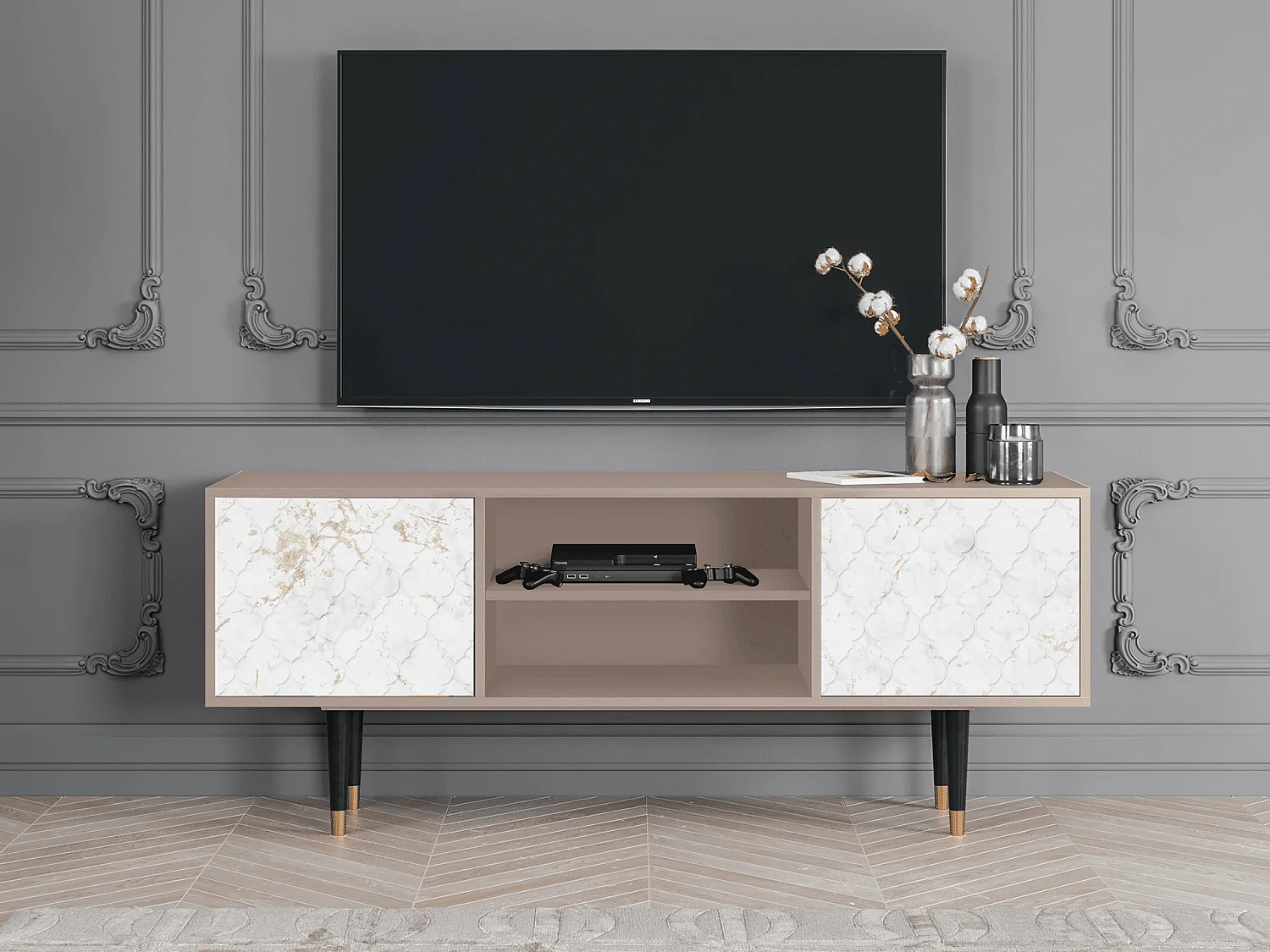 Meuble TV - 170х69х48 cm - T2 - Sweet Cotton, Latte