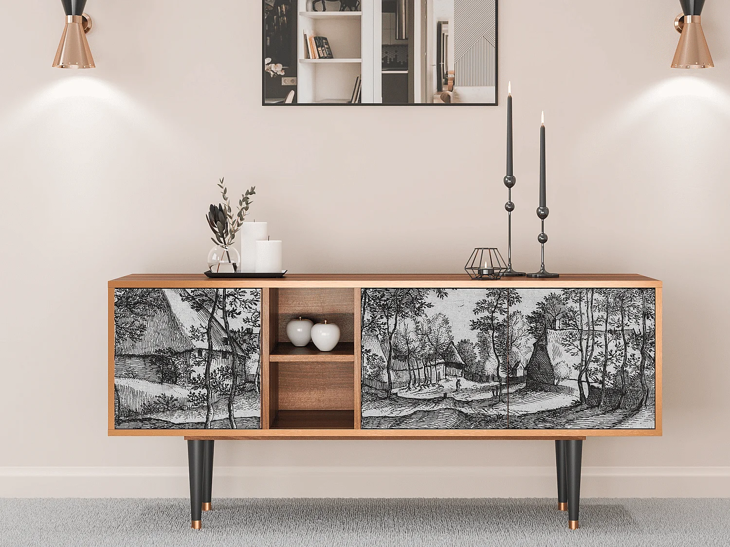 Meuble TV - 150х69х41 cm - T5 - Village Road, Noyer