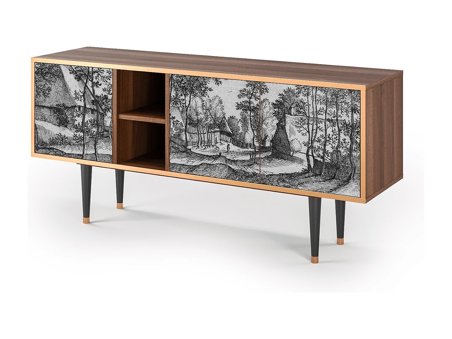 Meuble TV - 150х69х41 cm - T5 - Village Road, Noyer