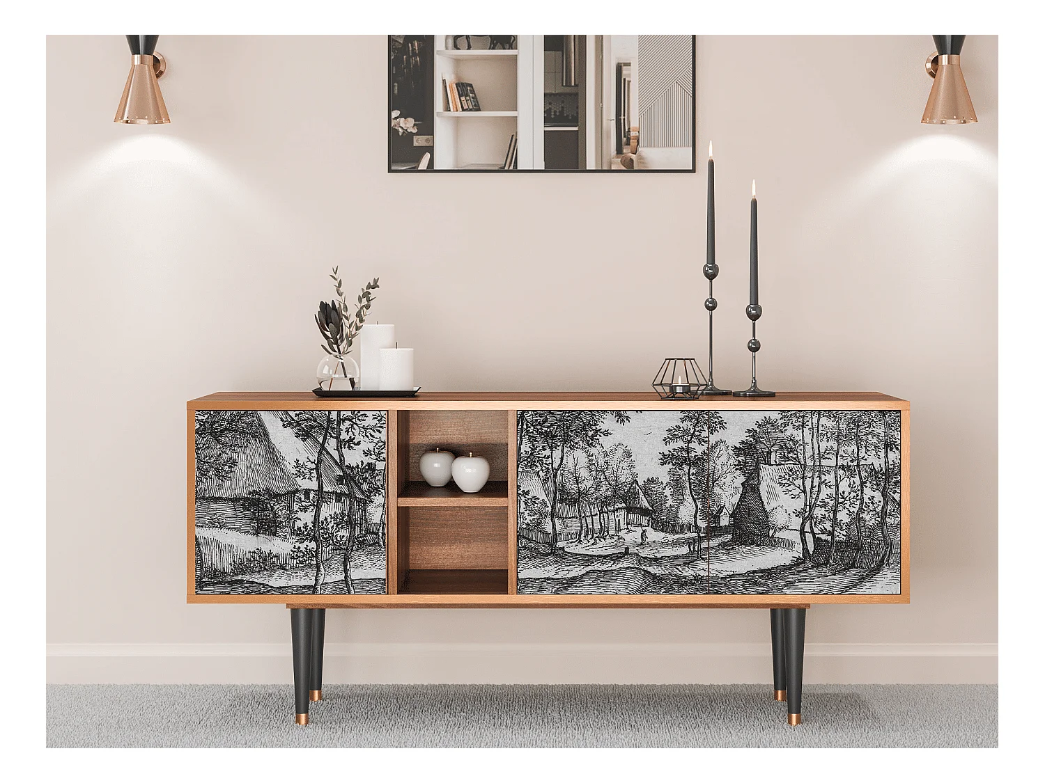 Mobile TV - 150х69х41 cm - T5 - Village Road, Noce