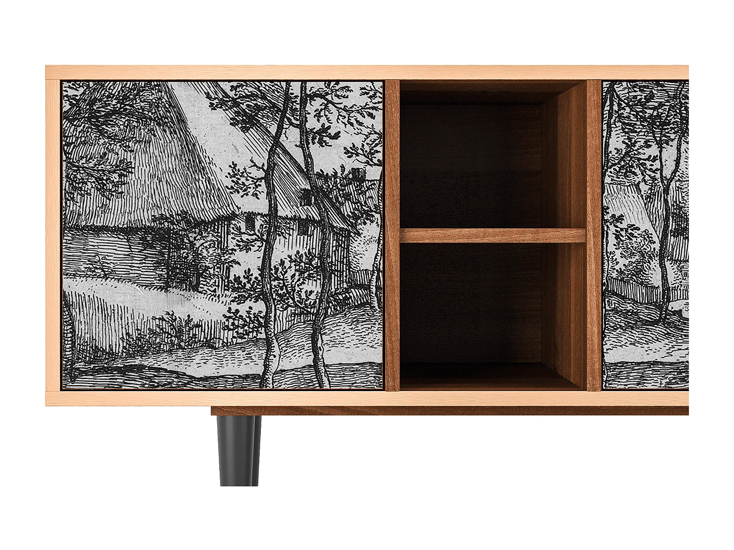 TV-meubel - 150х69х41 cm - T5 - Village Road, Walnoot