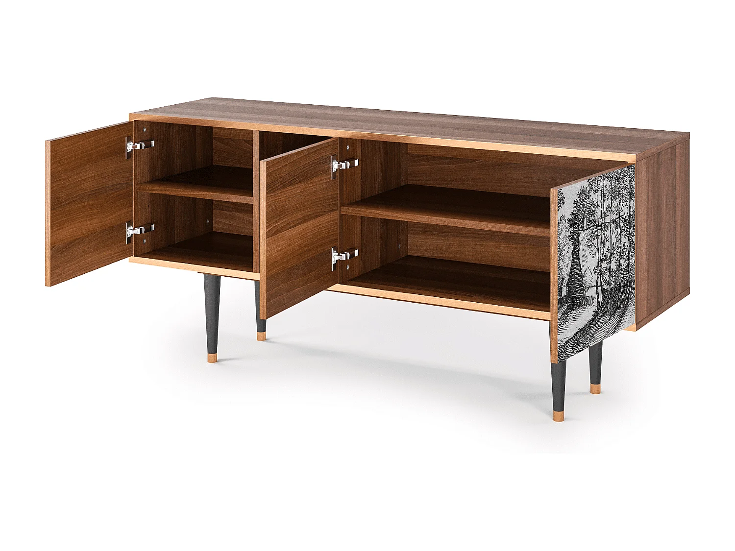 TV-meubel - 150х69х41 cm - T5 - Village Road, Walnoot