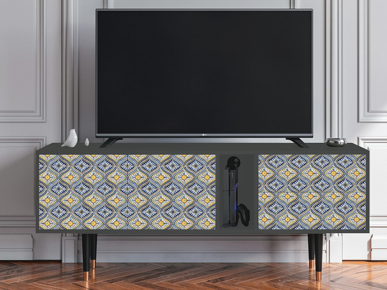 Meuble TV - 170х69х48 cm - T1 - Illusory Pattern, Anthracite