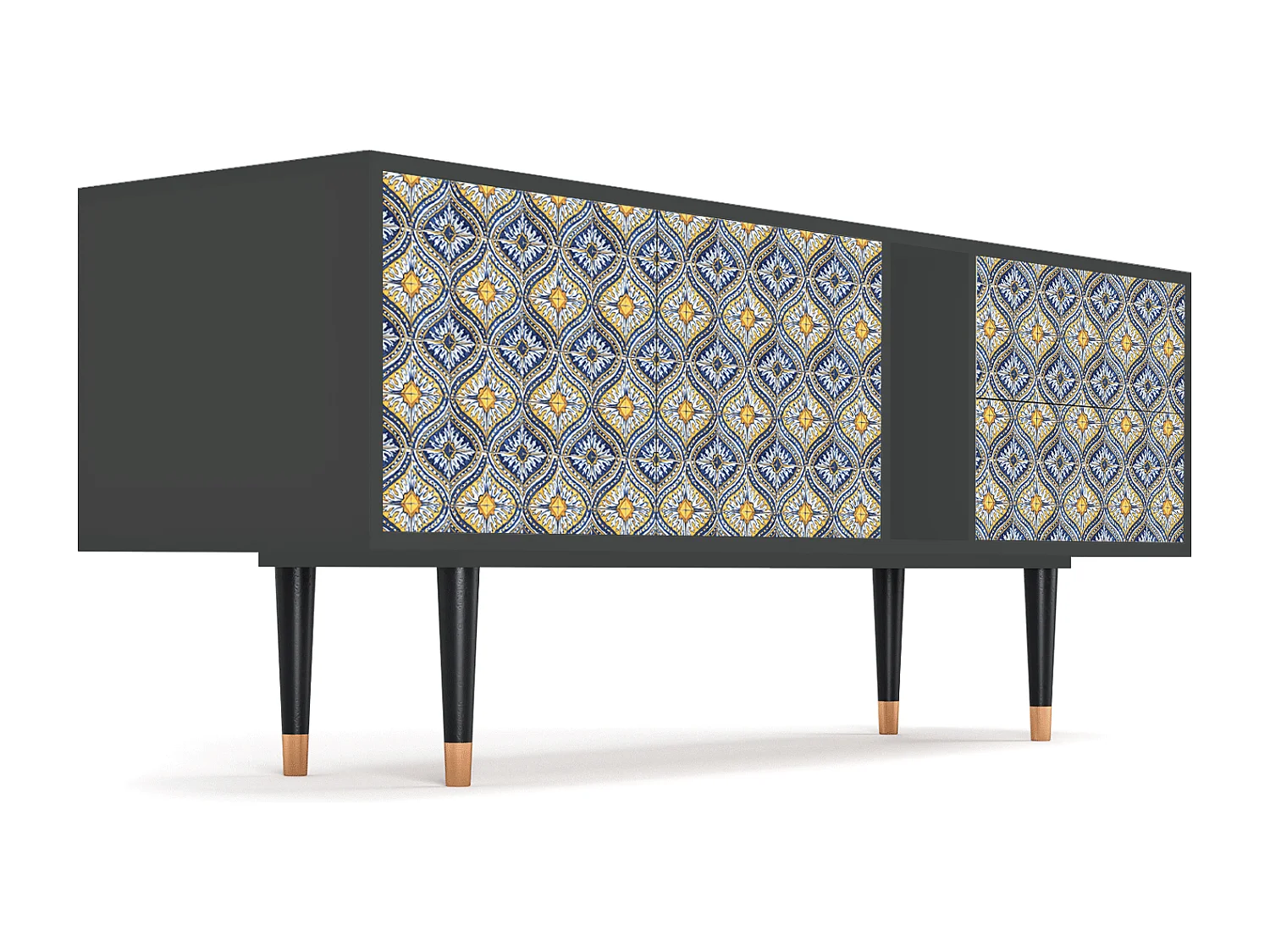 Szafka RTV - 170х69х48 cm - T1 - Illusory Pattern, Antracyt