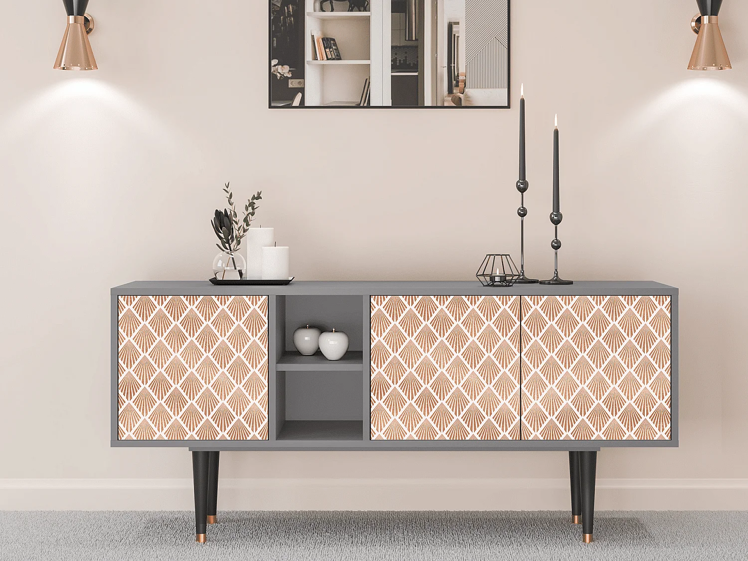 Mobile TV - 150х69х41 cm - T5 - Pastel Sunrise, Grigio