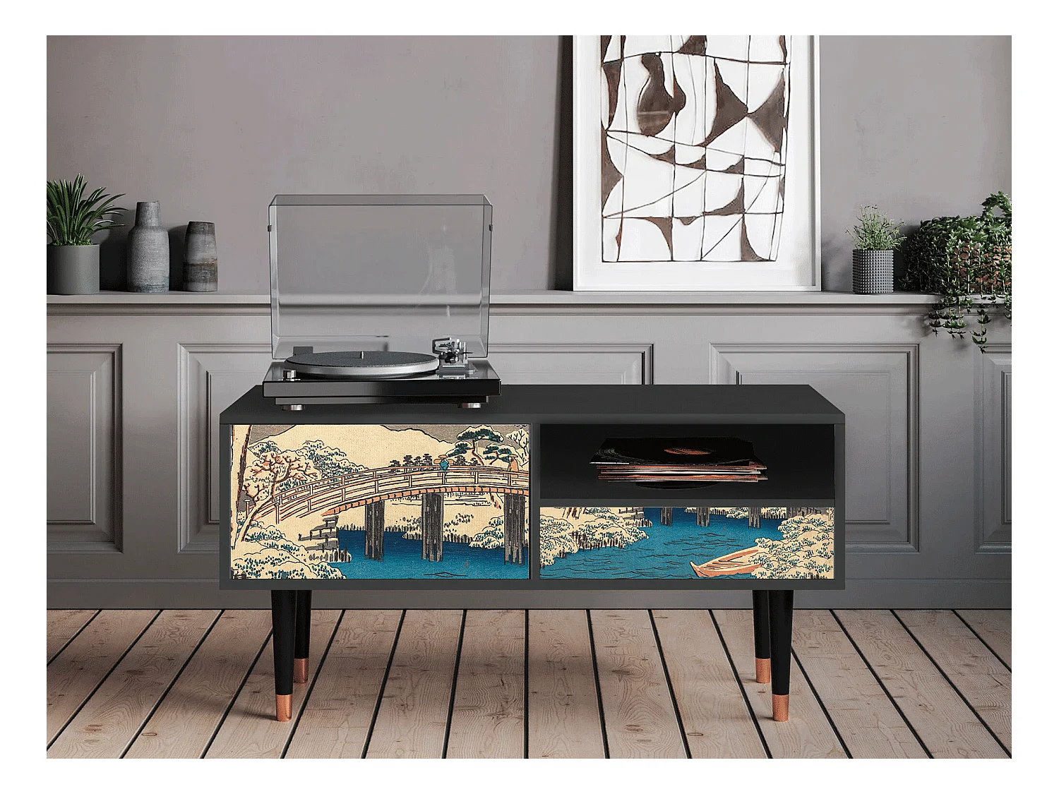 Meuble TV - 115х59х48 cm - T3 - Katabira River, Anthracite