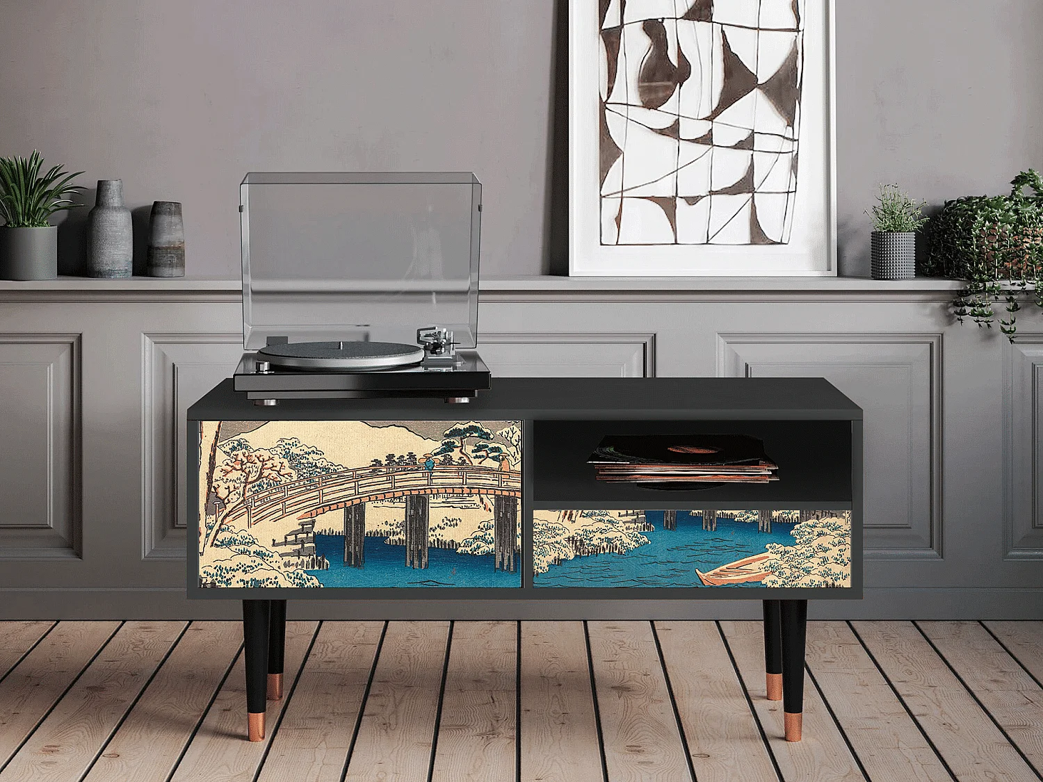 Meuble TV - 115х59х48 cm - T3 - Katabira River, Anthracite