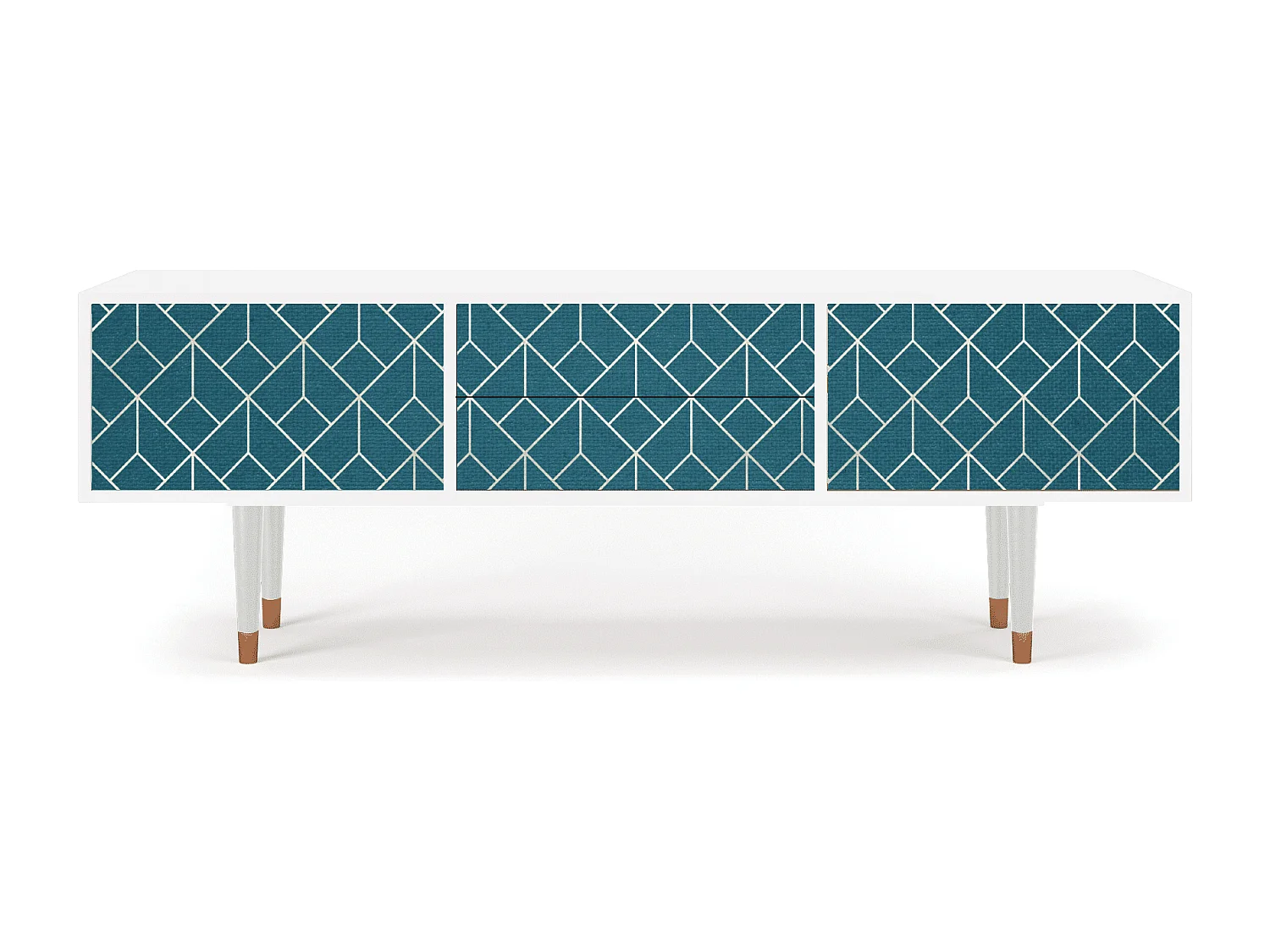 Mueble de TV - 170х59х48 cm - T4 - Turquoise Geometry, Blanco