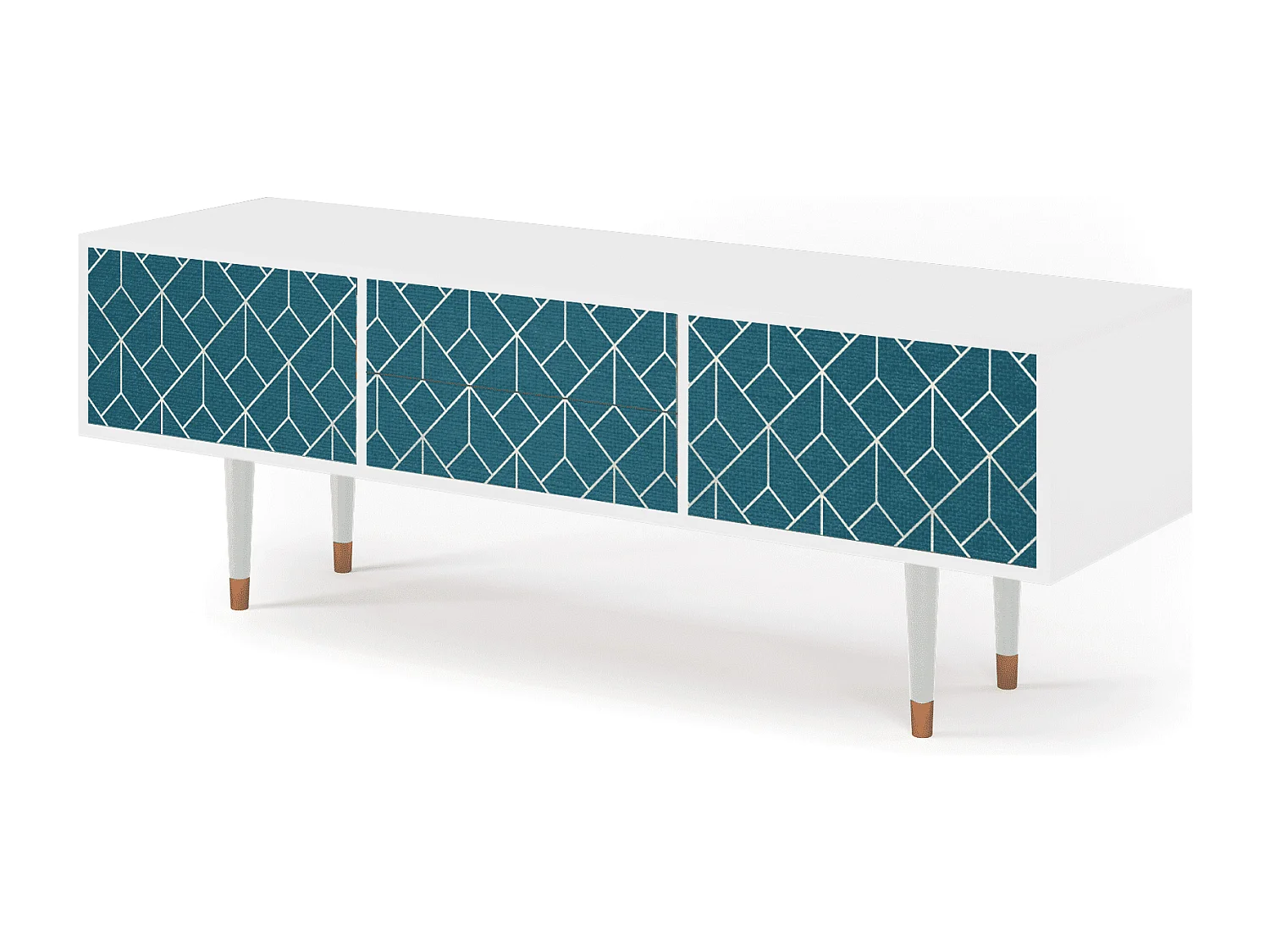 Mueble de TV - 170х59х48 cm - T4 - Turquoise Geometry, Blanco