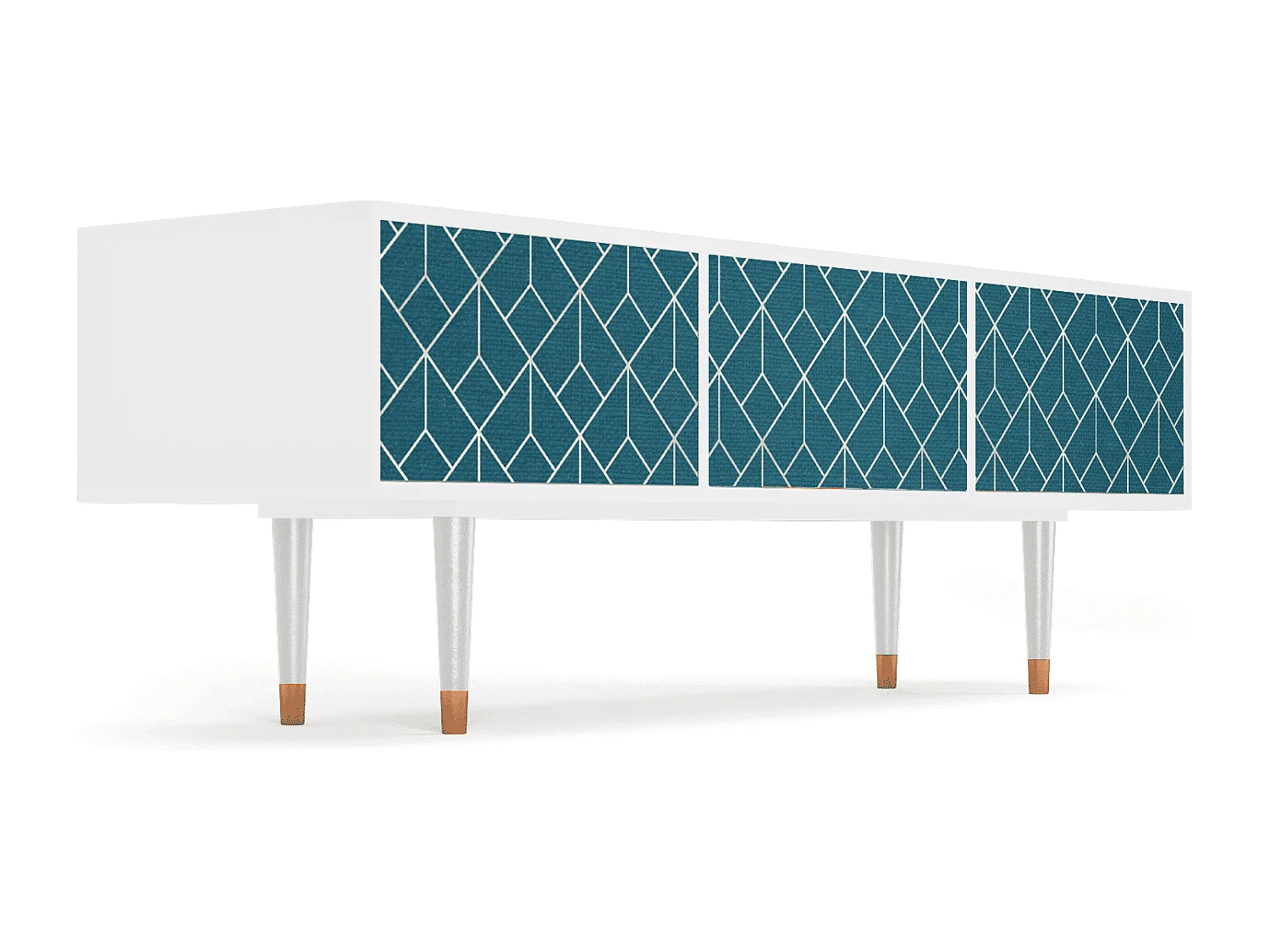 Mueble de TV - 170х59х48 cm - T4 - Turquoise Geometry, Blanco
