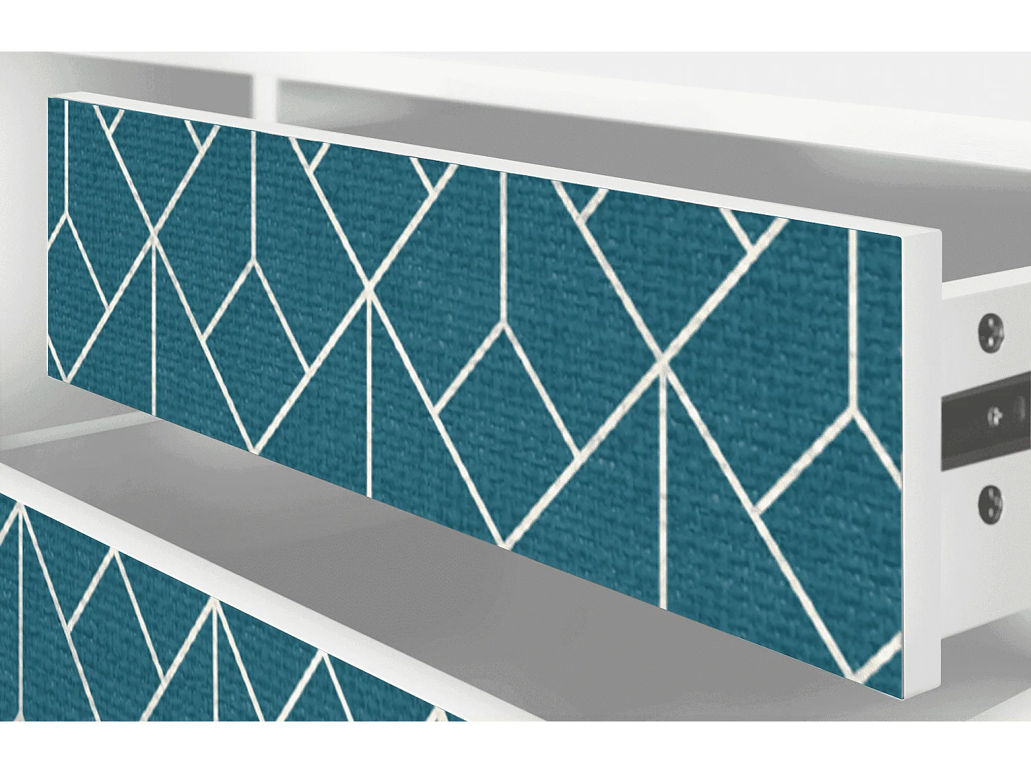 Mueble de TV - 170х59х48 cm - T4 - Turquoise Geometry, Blanco