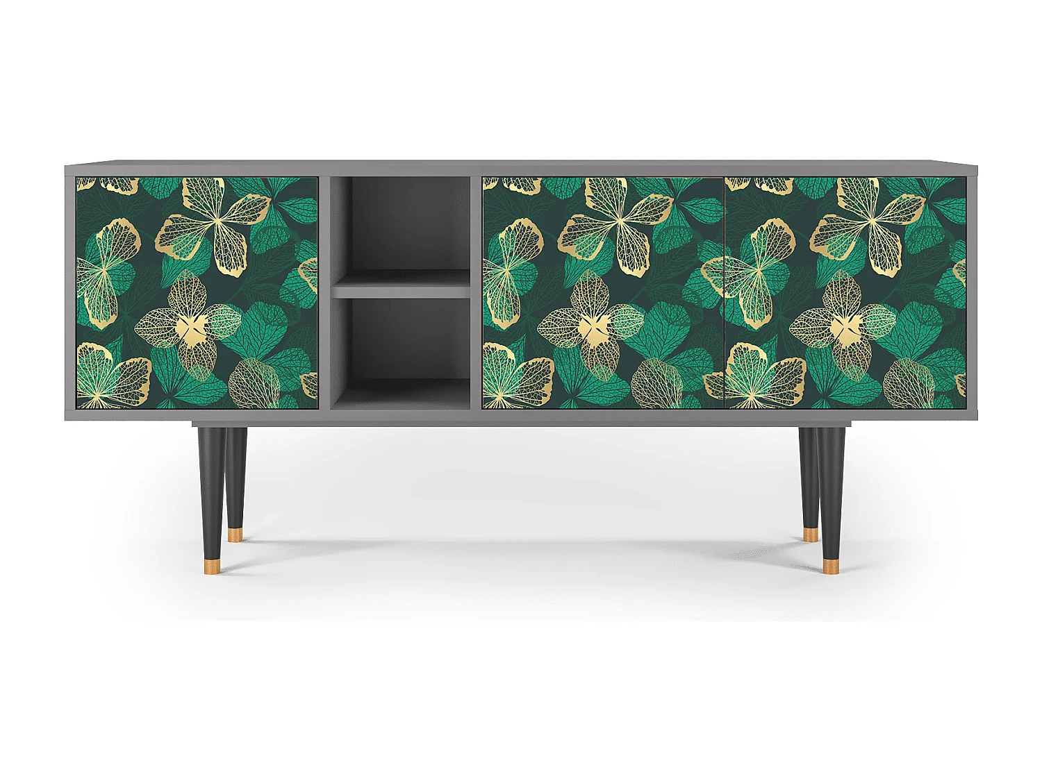 Mueble de TV - 150х69х41 cm - T5 - Green Flower, Gris