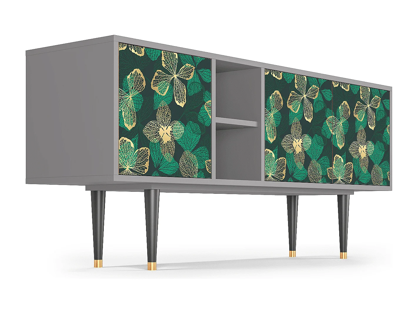 Mueble de TV - 150х69х41 cm - T5 - Green Flower, Gris