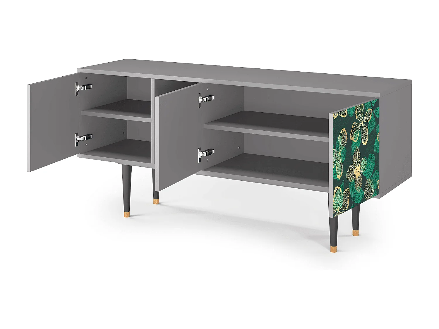 Mueble de TV - 150х69х41 cm - T5 - Green Flower, Gris