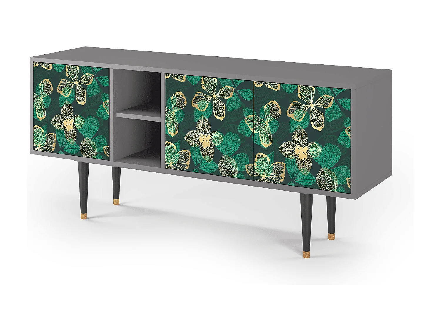 Mobile TV - 150х69х41 cm - T5 - Green Flower, Grigio