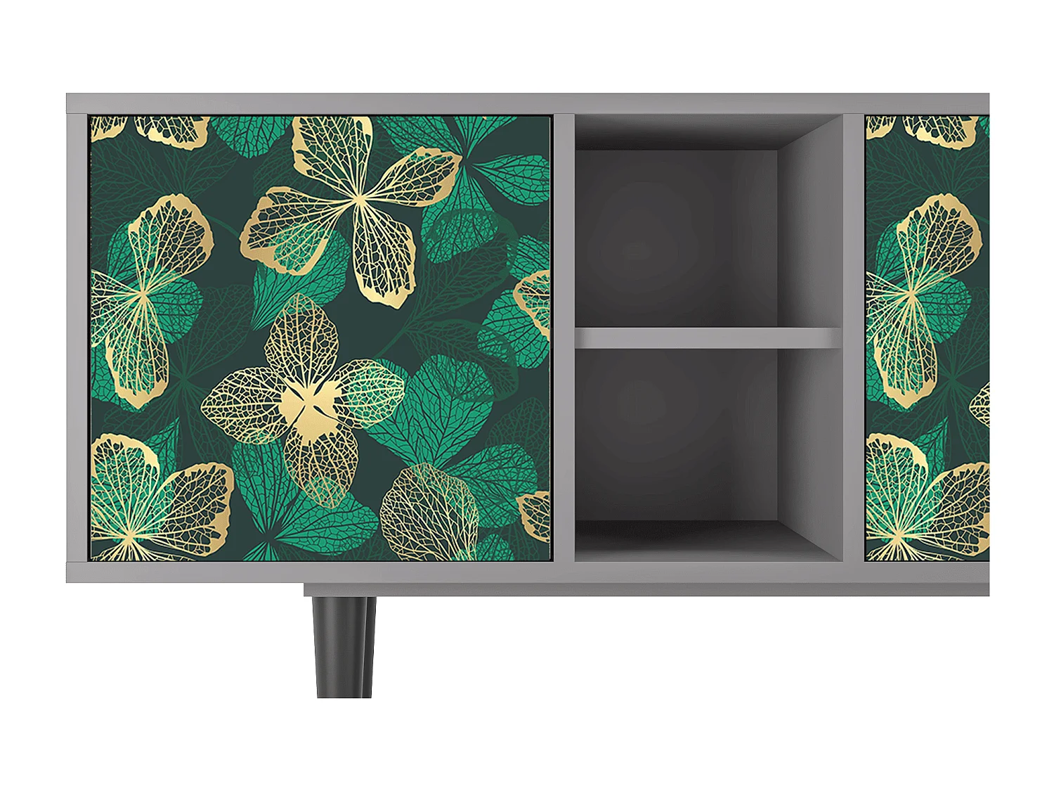 Mobile TV - 150х69х41 cm - T5 - Green Flower, Grigio