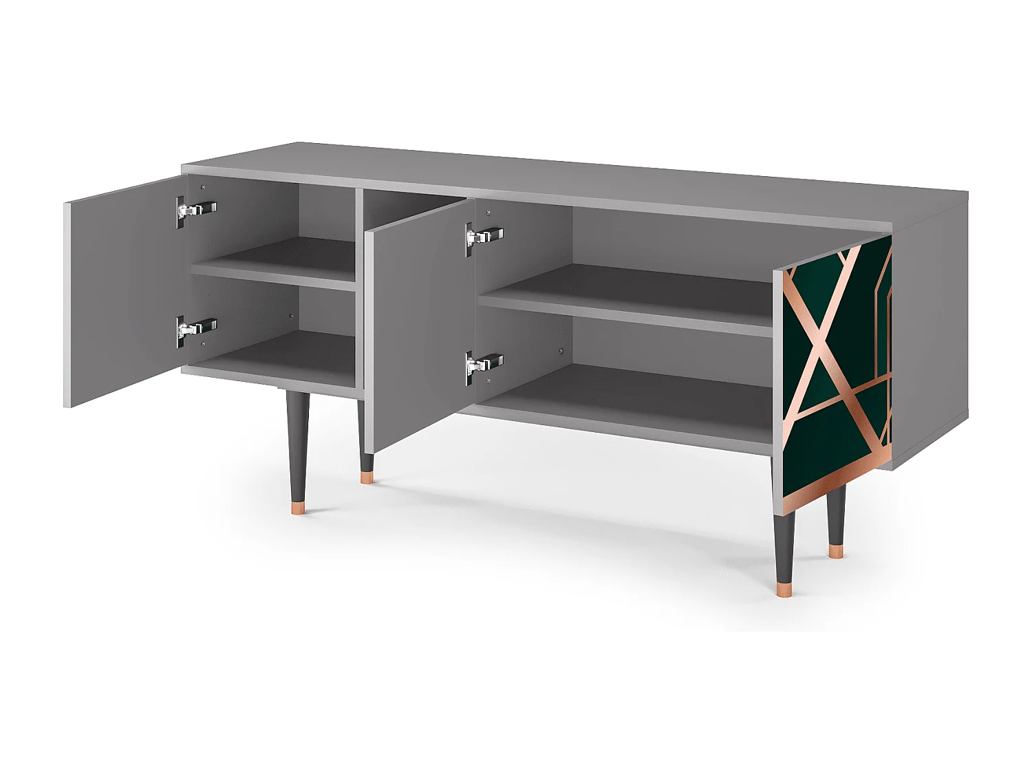 Szafka RTV - 150х69х41 cm - T5 - Emerald Gatsby, Szary